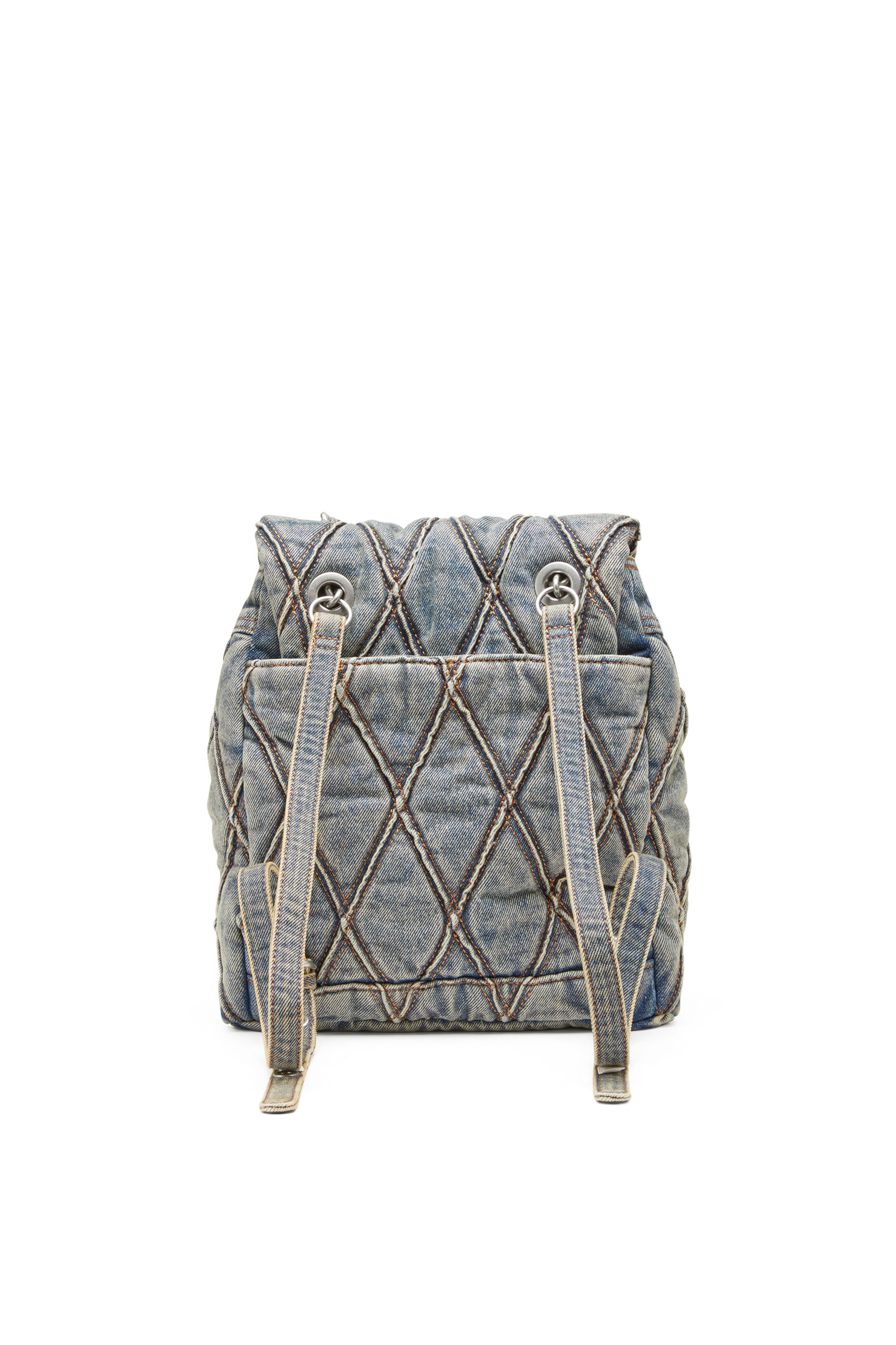 Diesel - CHARM-D BACKPACK S, Damen Charm-D S-Rucksack aus gestepptem Argyle-Denim in Blau - 3