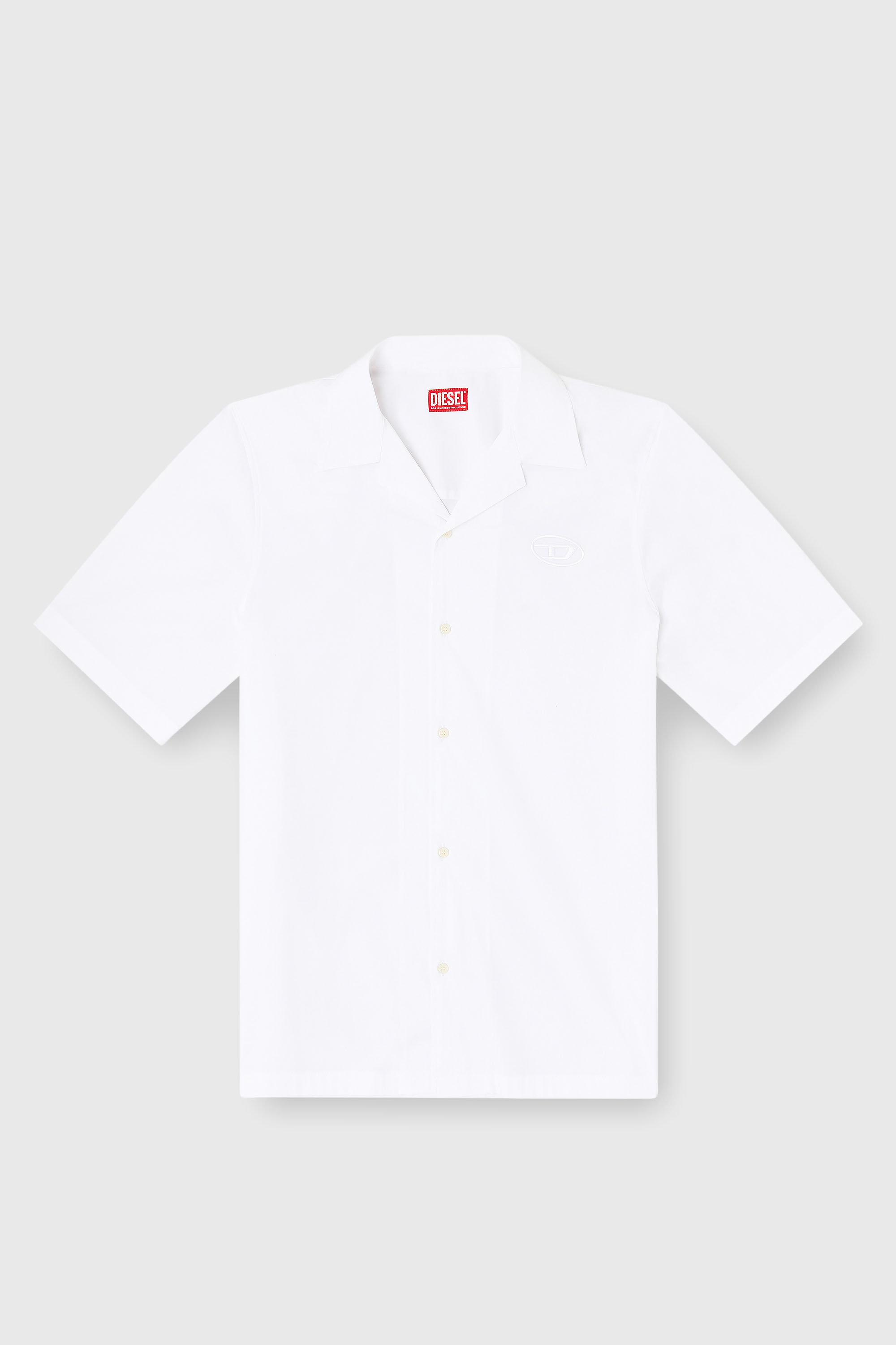Diesel - S-MAC-GSBH, Herren Stretch-Popeline-Hemd mit Oval-D-Stickerei in Wei&szlig; - 2