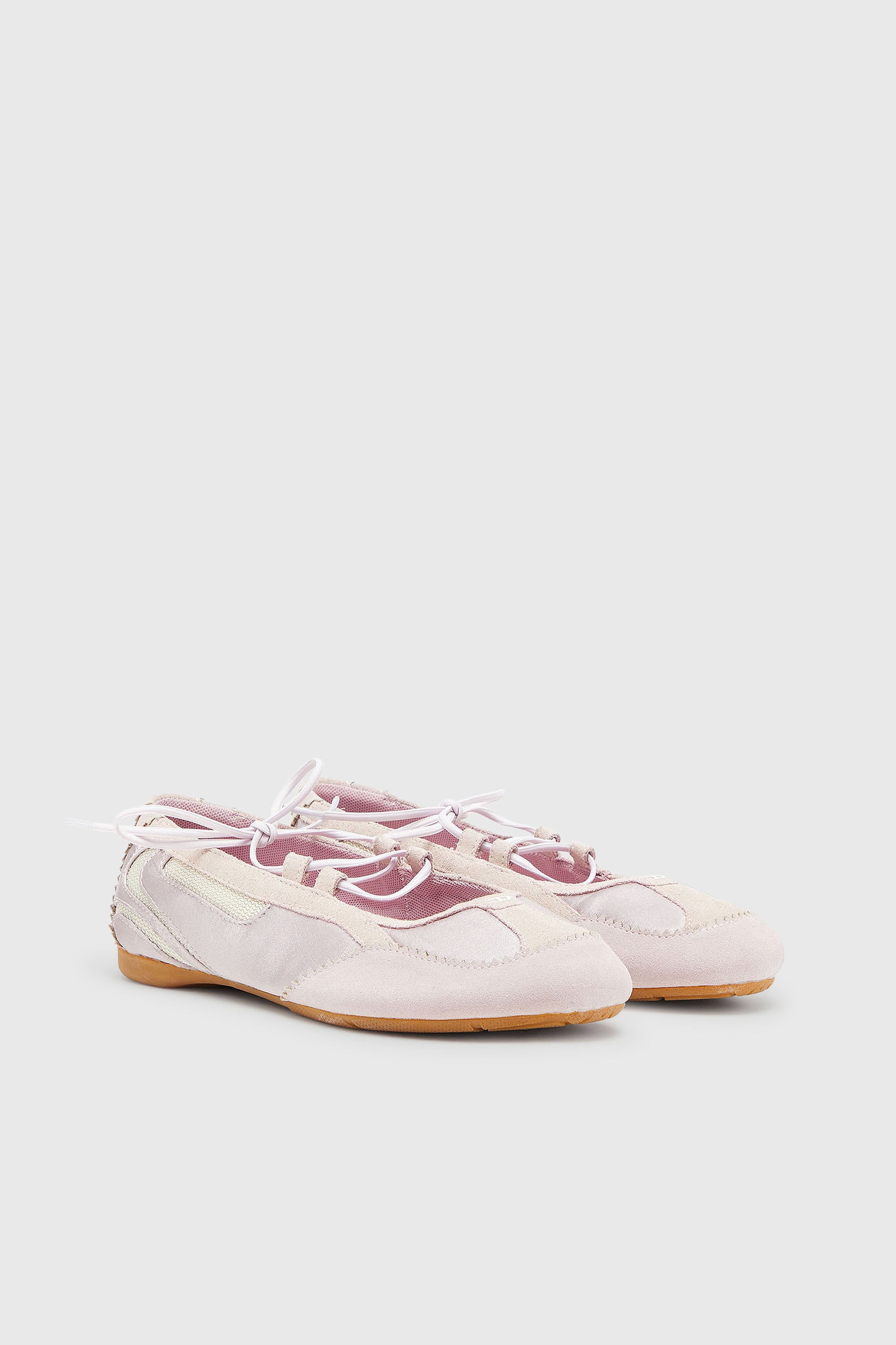 Diesel - D-MILE BALLERINA LACE UP II W, Damen D-Mile &ndash; Ballerinaschn&uuml;rschuhe aus Leder und Mesh in Rosa - 2