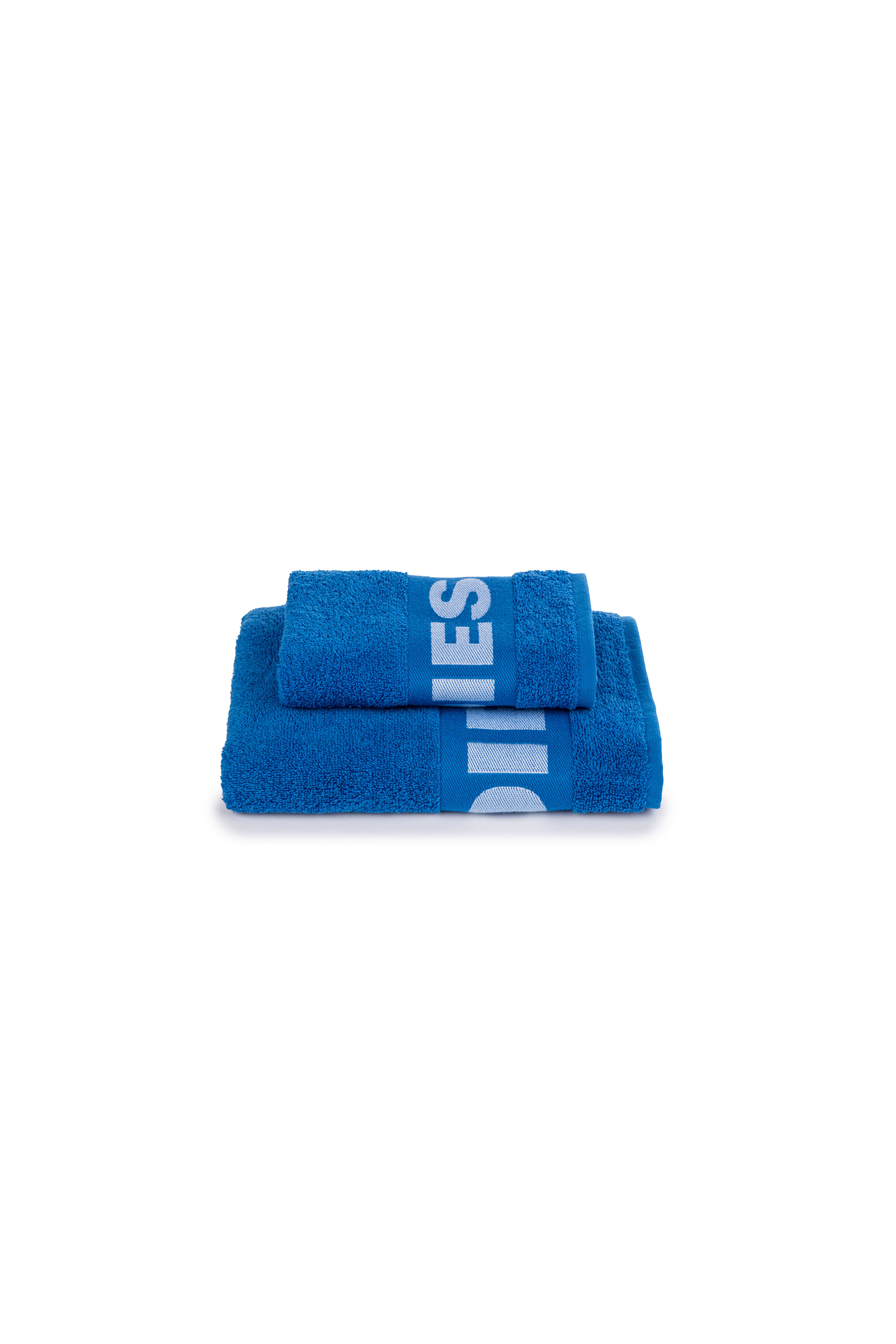 Diesel - 1015132 LOGO-COTTON TOWEL SET 1+1 BLUE, Unisex Tücher-Set aus Baumwoll-Frottee mit Logo in Blau - 1