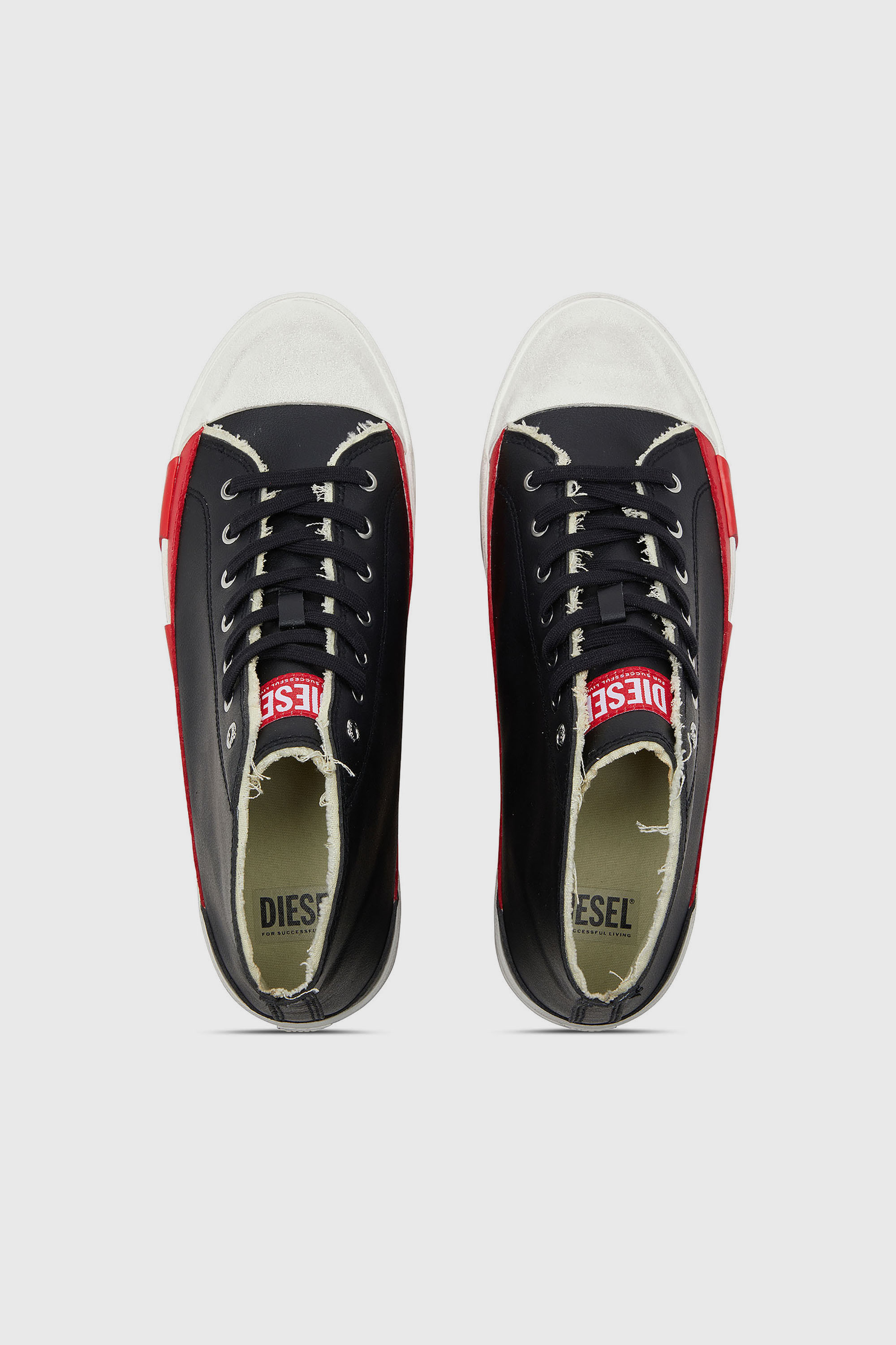Diesel - S-D-VERSE MID II, Herren S-D-Verse- Vulkanisierte Schuhe mit D-Logo in Schwarz/ Rot - 4