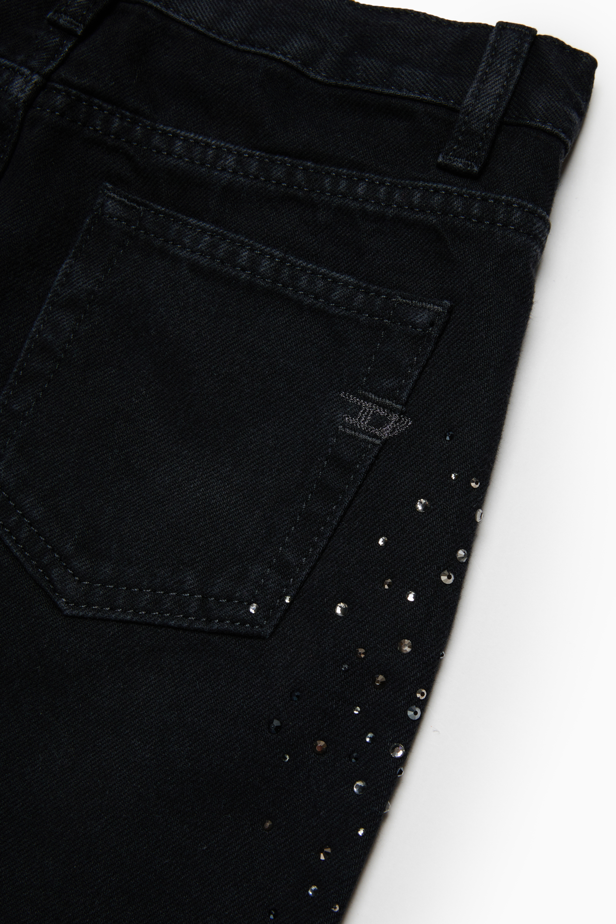 Diesel - GIANNA-SP, Damen Verwaschener Denim-Minirock mit Strasssteinen in Schwarz/Dunkelgrau - 4