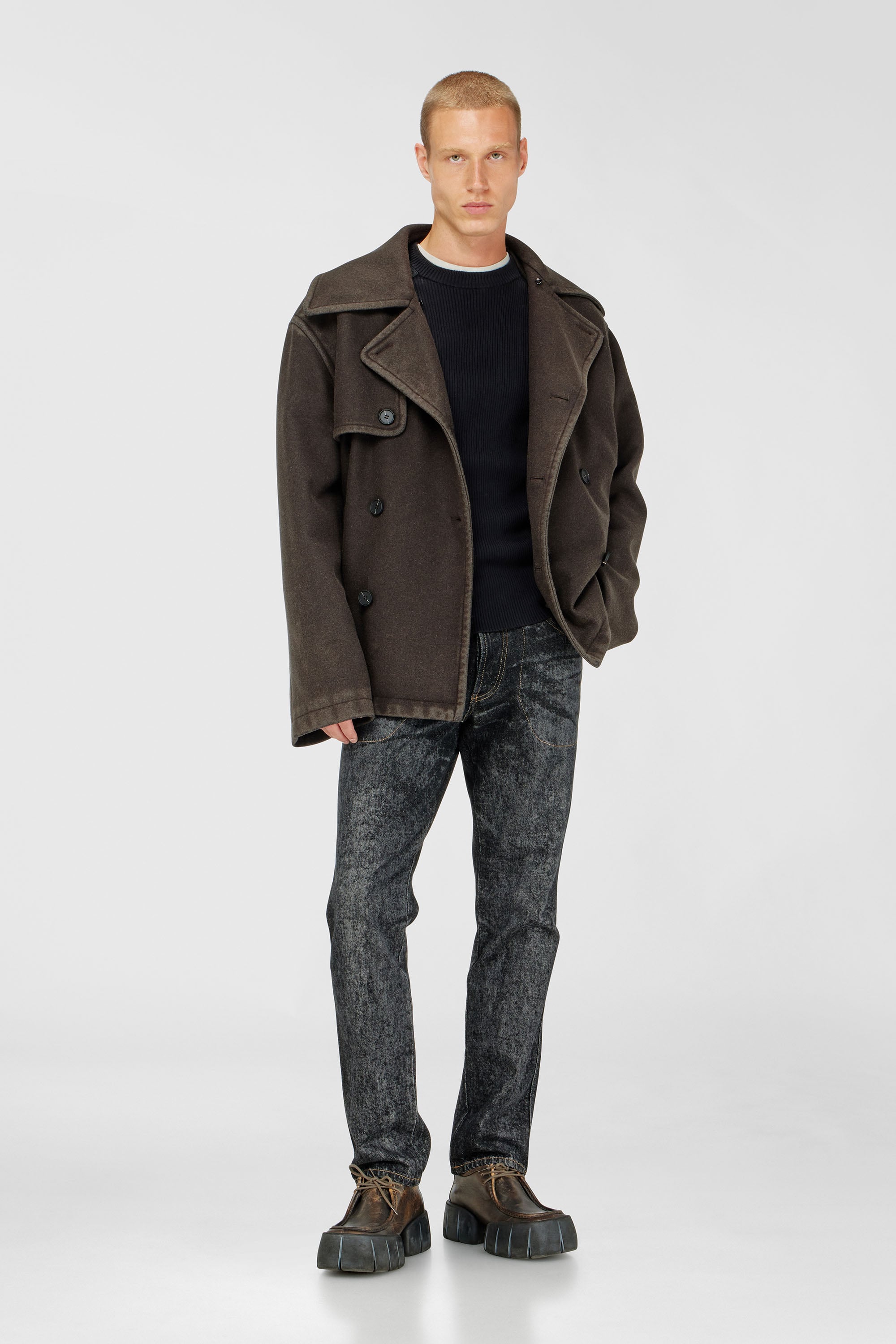 Diesel - K-MARTIN, Herren Gerippter Pullover mit Schultereins&auml;tzen in Schwarz - 2