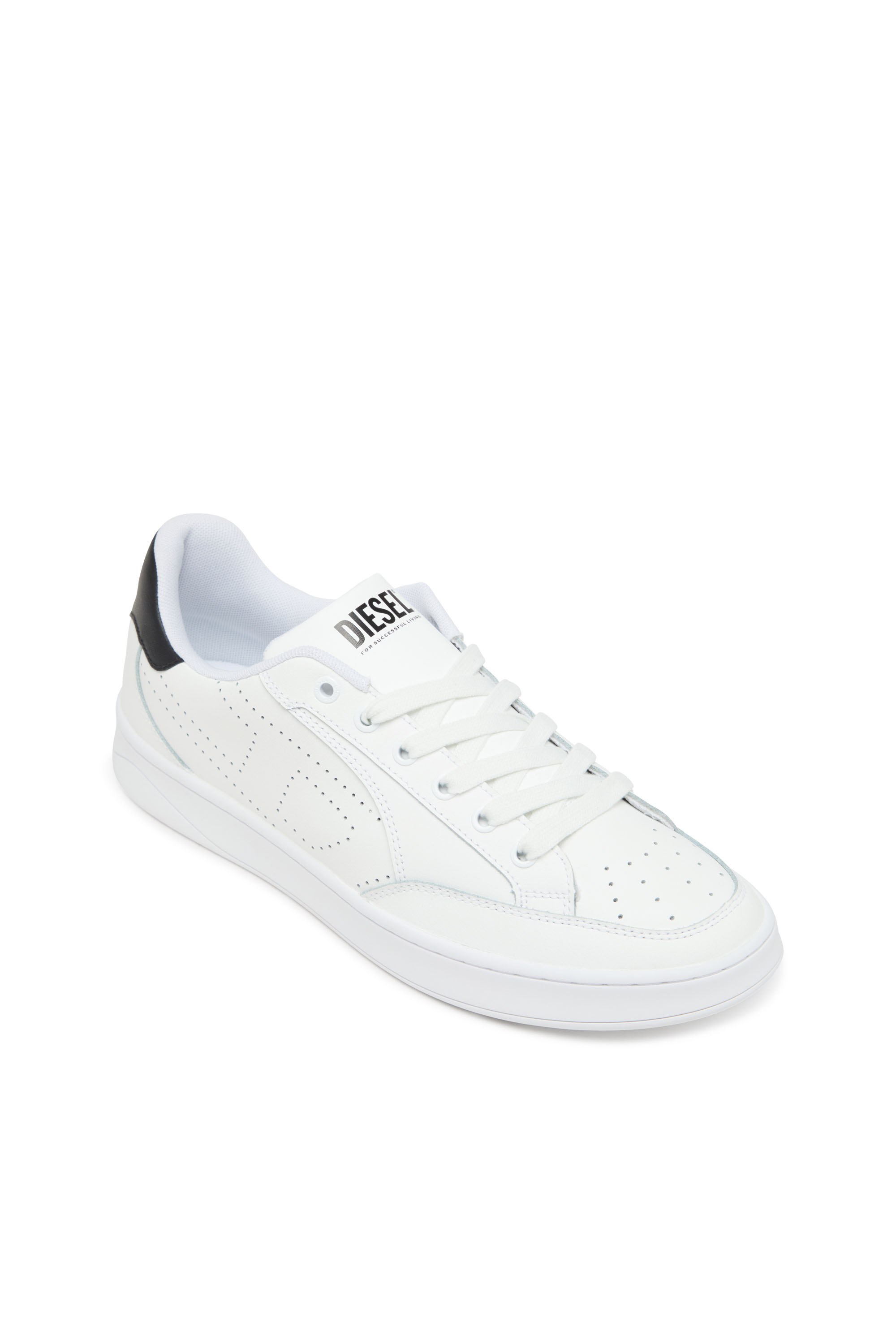 Diesel - S-DAKOTA LOW, Herren S-Dakota-Sneakers aus Leder mit perforiertem Logo in Weiss/Schwarz - 6