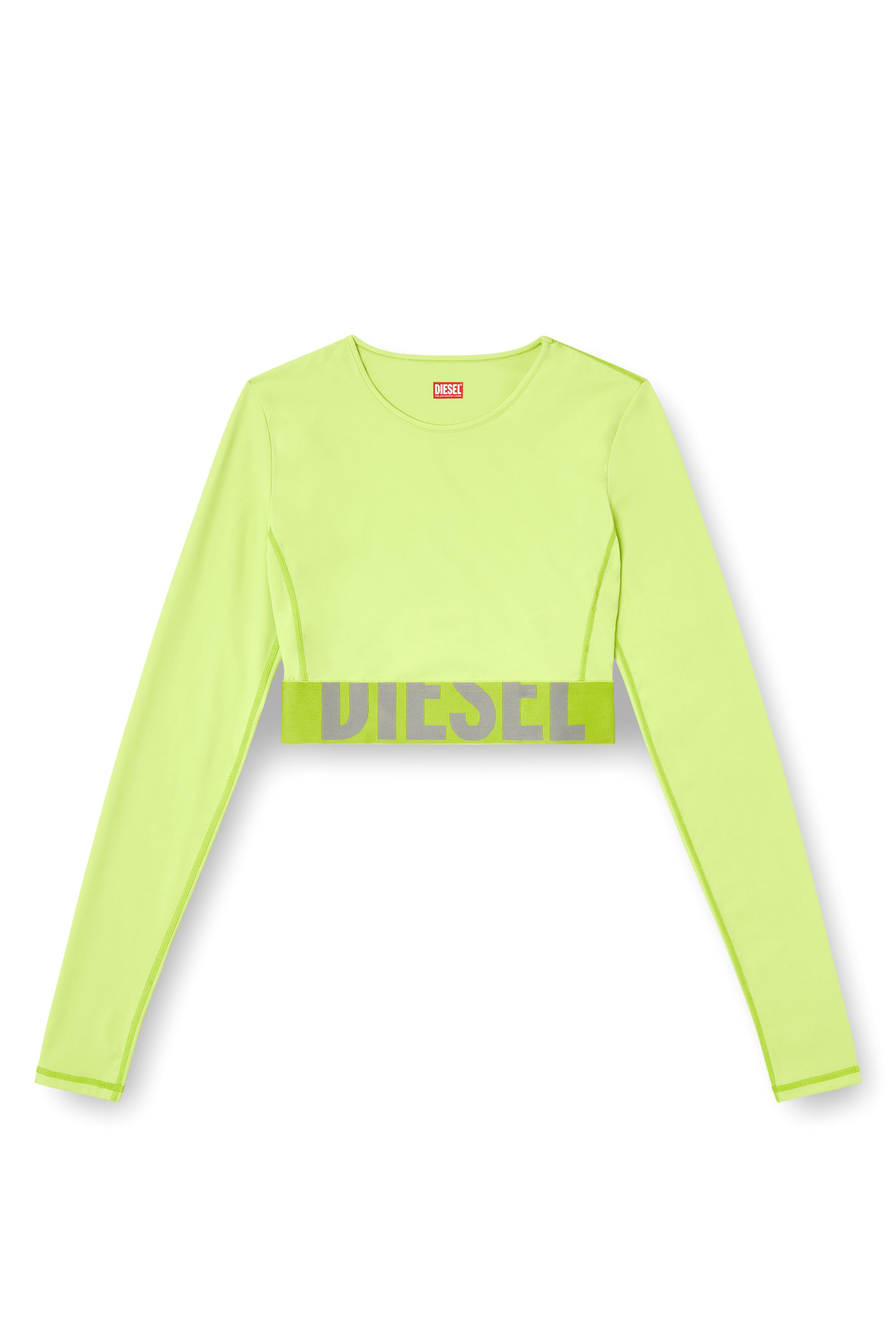 Diesel - MELISSA-D-POP, Damen Verkürzte Oberteil aus Mikrofaser mit Cut-off-Logo in Neongrün - 4