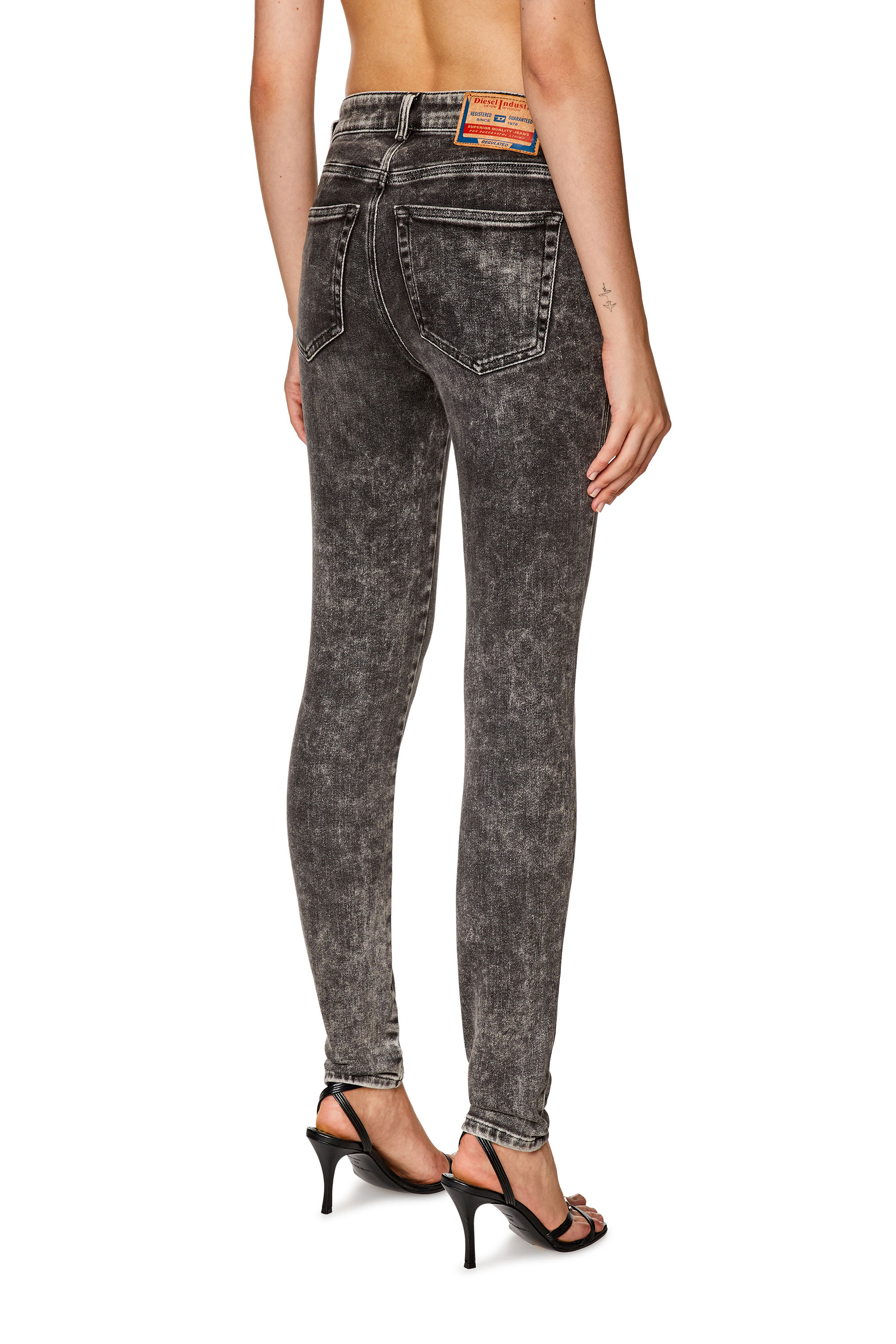 Diesel - Super skinny Jeans 2017 Slandy 09F80, Damen Super skinny Jeans - 2017 Slandy in Schwarz/Dunkelgrau - 4