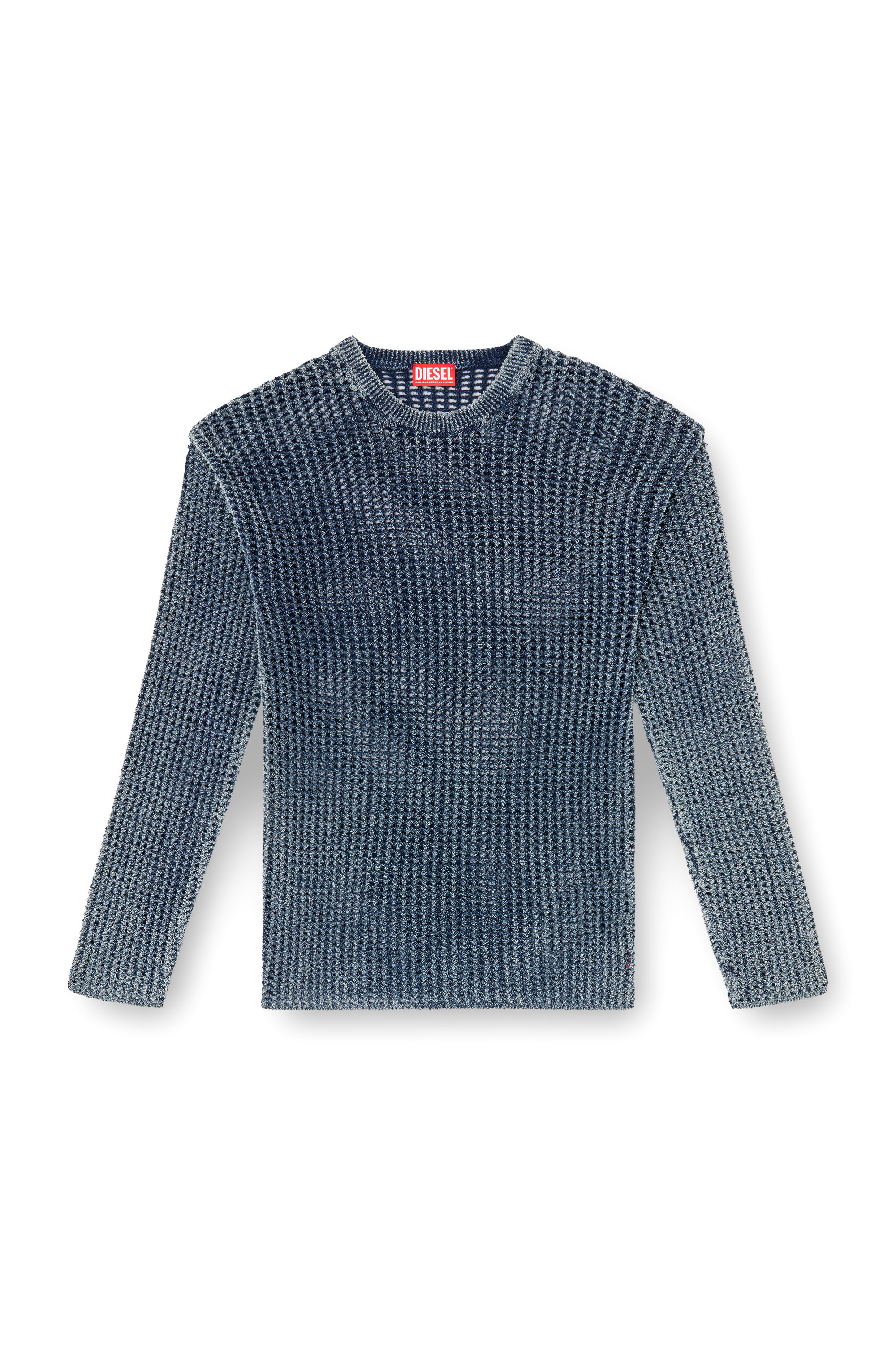 Diesel - K-REDROS, Herren Pullover aus Mesh und Denim-Garn in Blau - 2