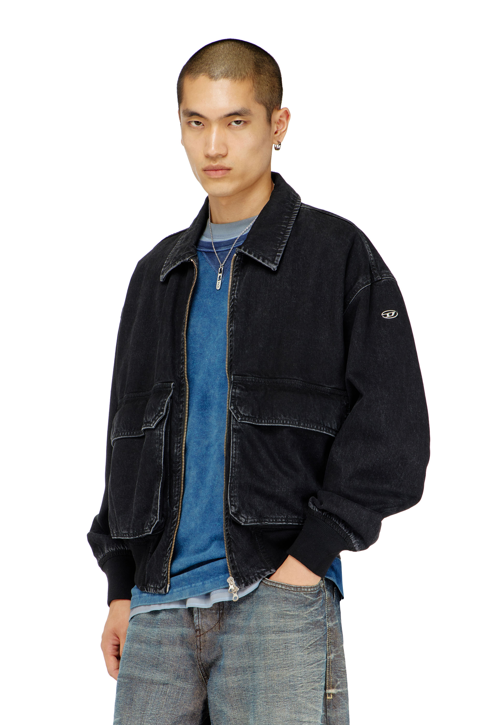 Diesel - D-KURZ, Unisex Jacke aus Denim in Schwarz - 1