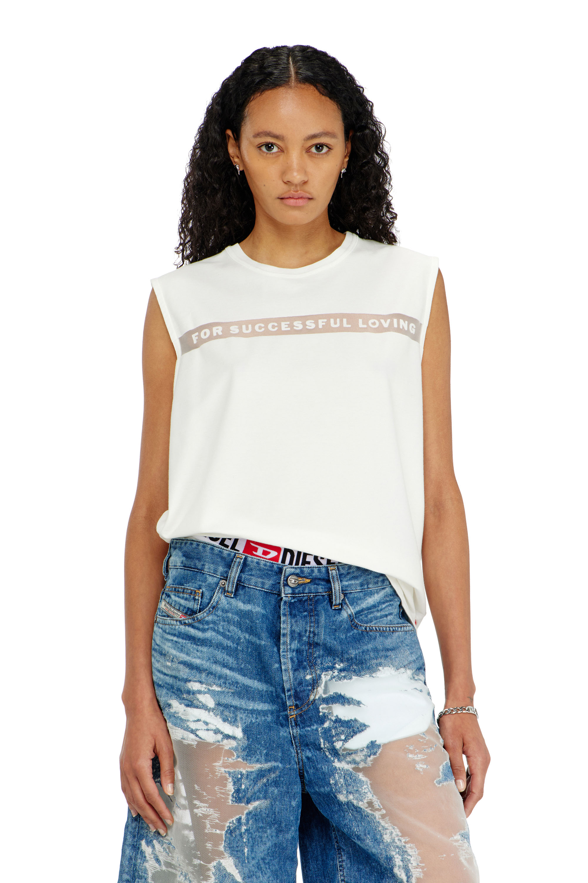 Diesel - PR-T-NORM-BISC-MATI-R, Unisex Tanktop mit For Successful Loving Logo in Wei&szlig; - 1