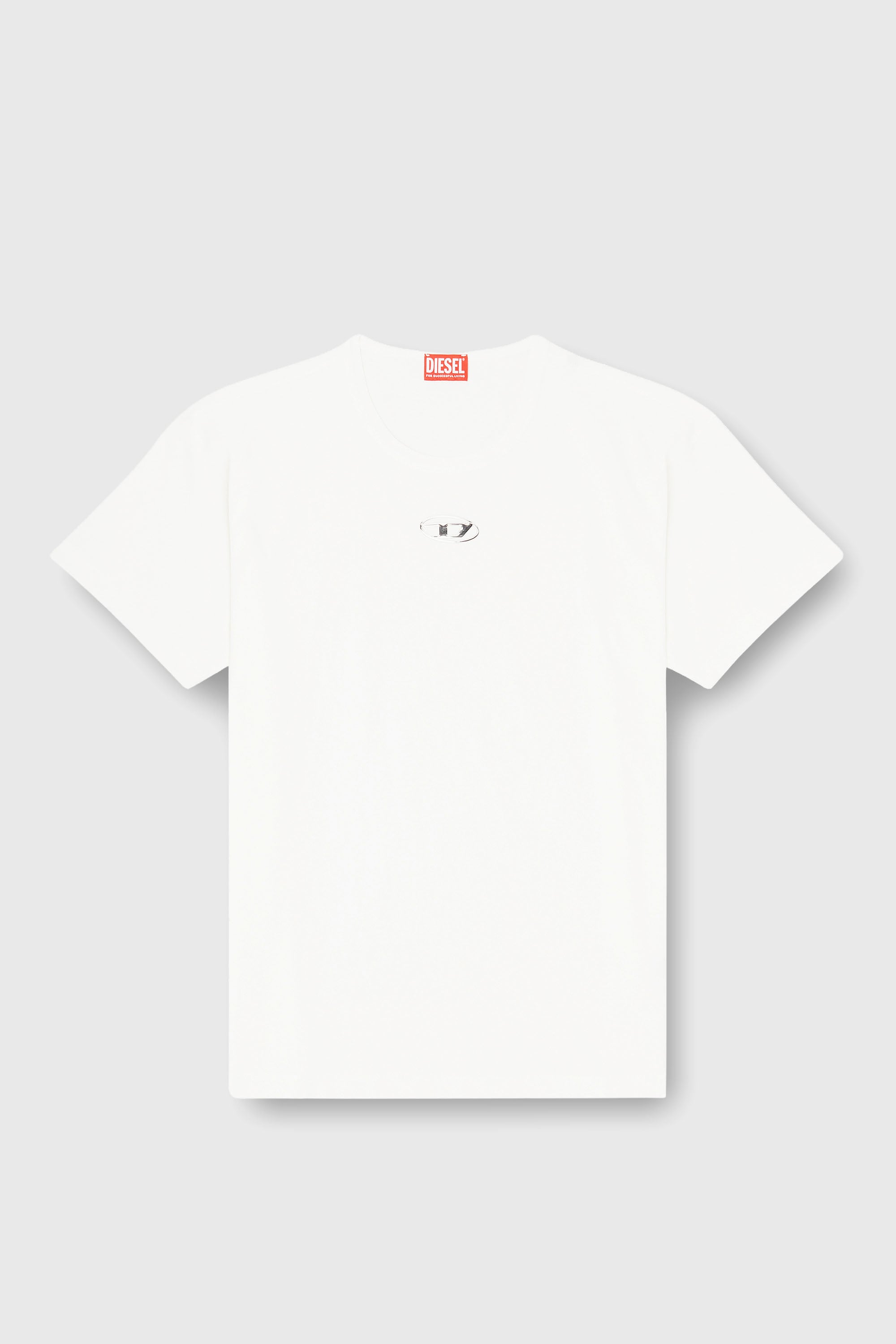 Diesel - T-NORM-IOD, Herren Leichtes Baumwoll-T-Shirt mit metallischem ovalem D-Logo in Wei&szlig; - 2