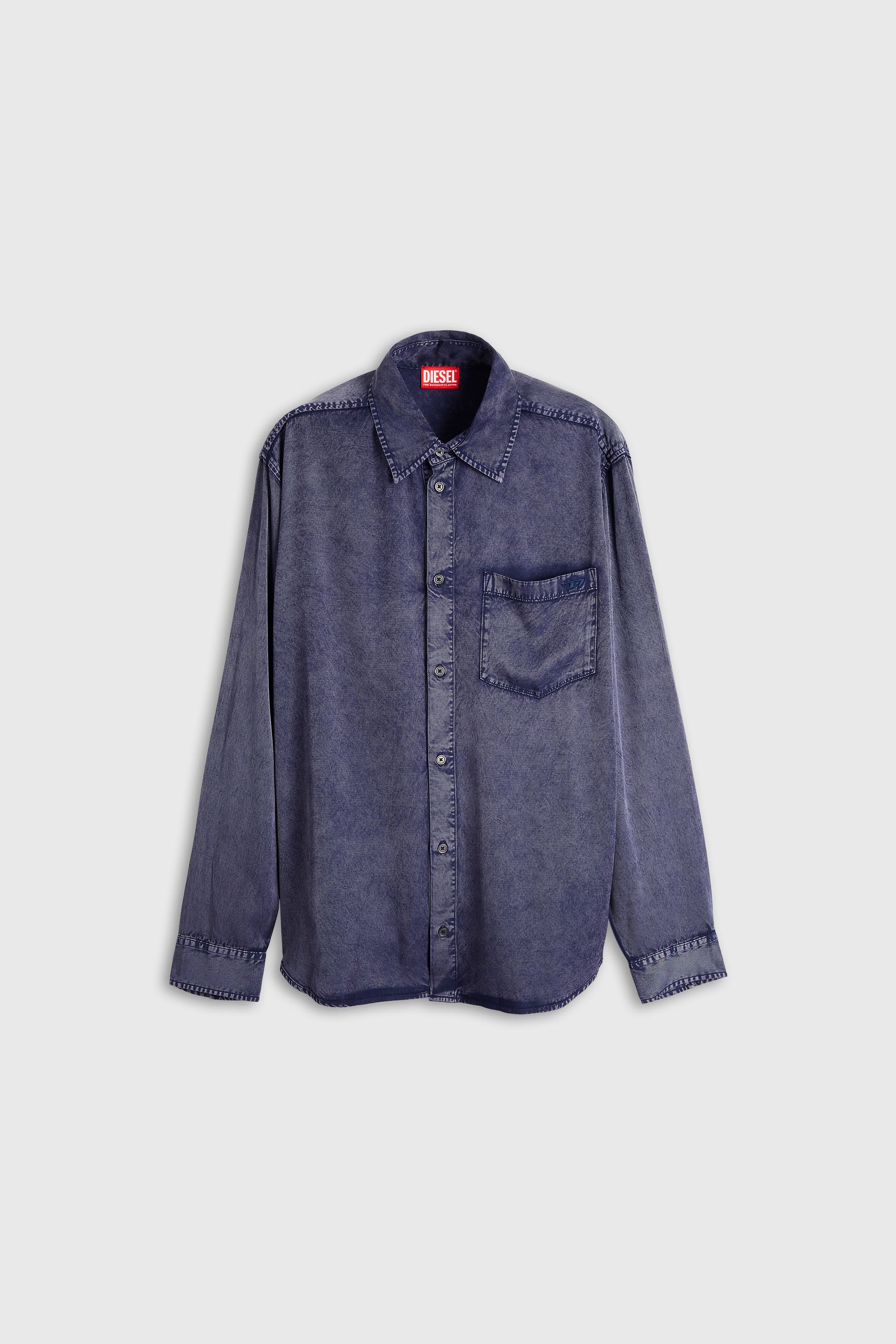 Diesel - S-SIMPLY-NIBC, Herren Flie&szlig;endes Hemd aus Viskose in Denim-Optik in Blau - 2