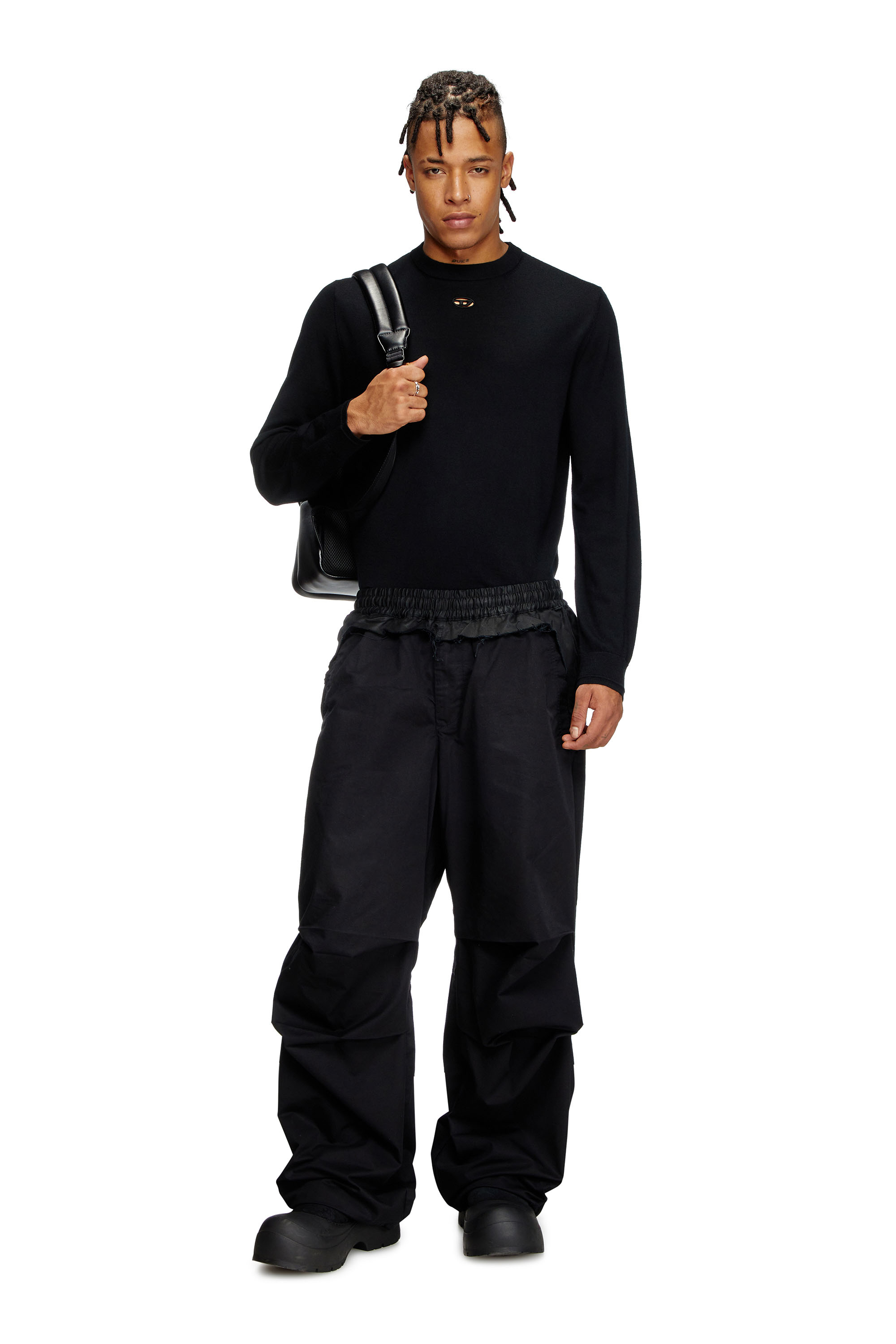 Diesel - K-VALIAM, Herren Pullover aus Wolle mit Cut-out-Logo in Schwarz - 1