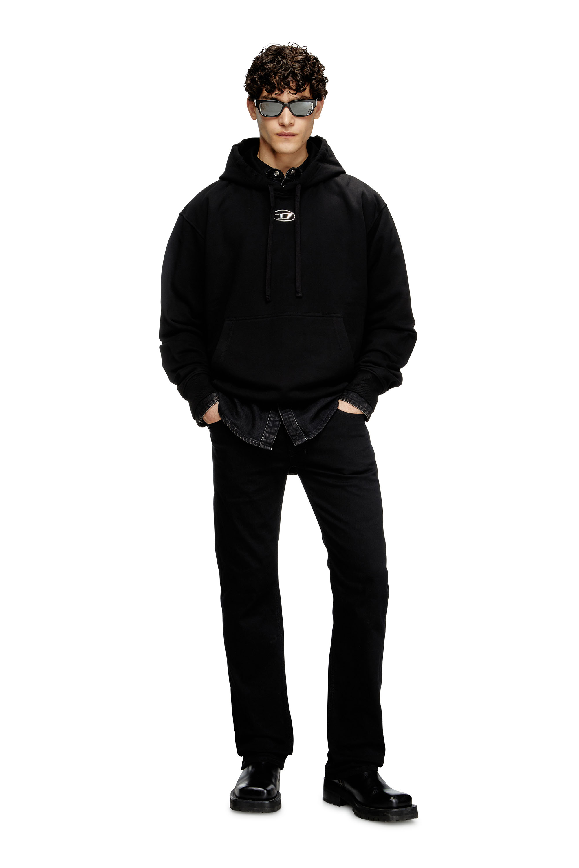 Diesel - S-MACS-HOOD-OD, Herren Hoodie in Übergröße mit Metallic-Logo in Schwarz - 2
