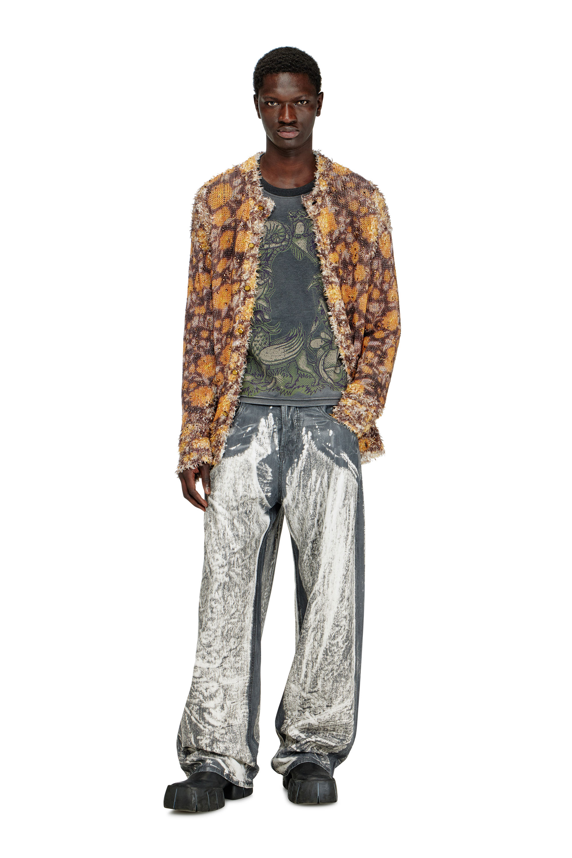 Diesel - T-JORI-A, Herren Langarm-T-Shirt mit grafischem Motiv in Schwarz - 2