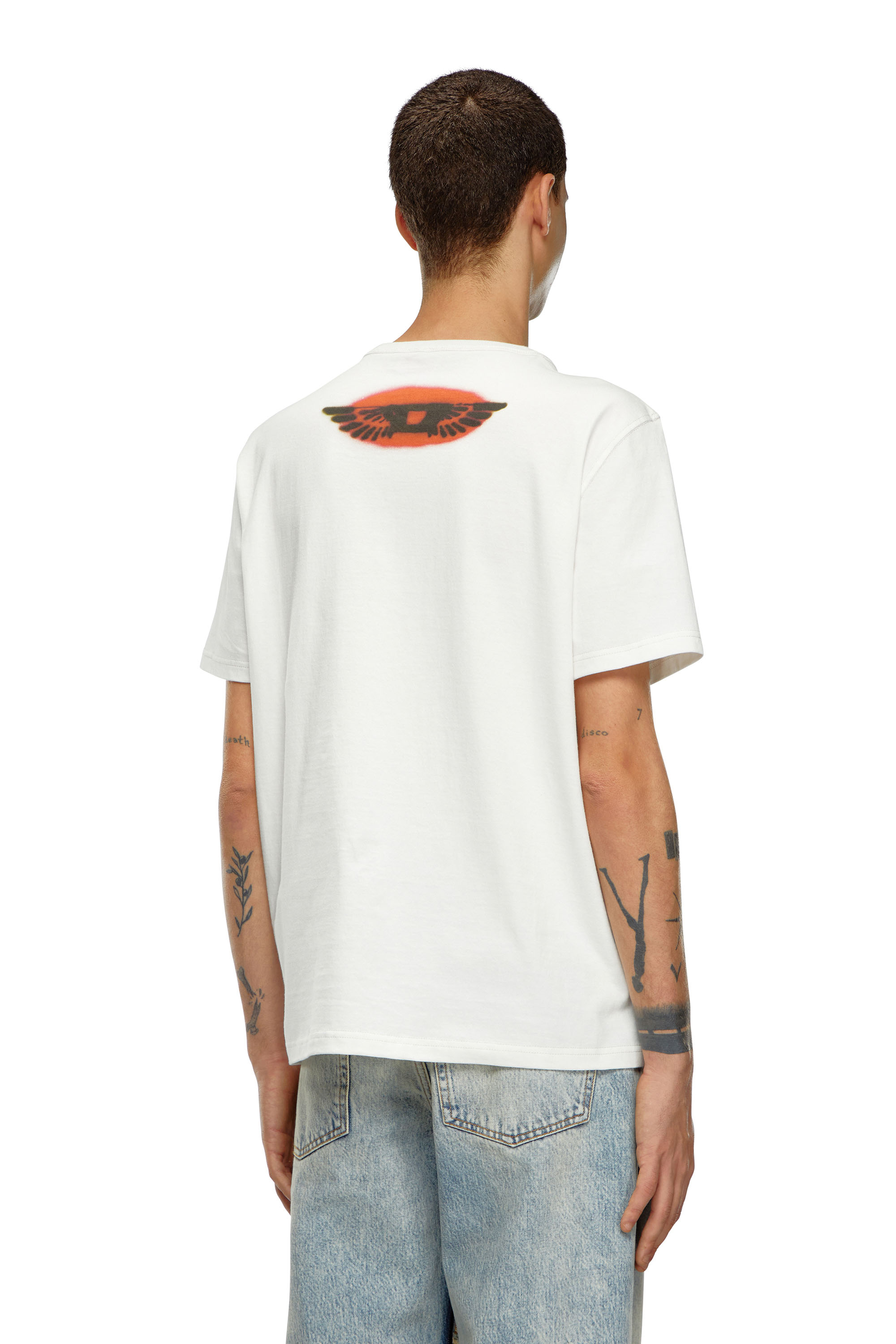 Diesel - T-ADJUST-Q3, Herren T-Shirt mit Tattoo-inspirierten Prints in Wei&szlig; - 4