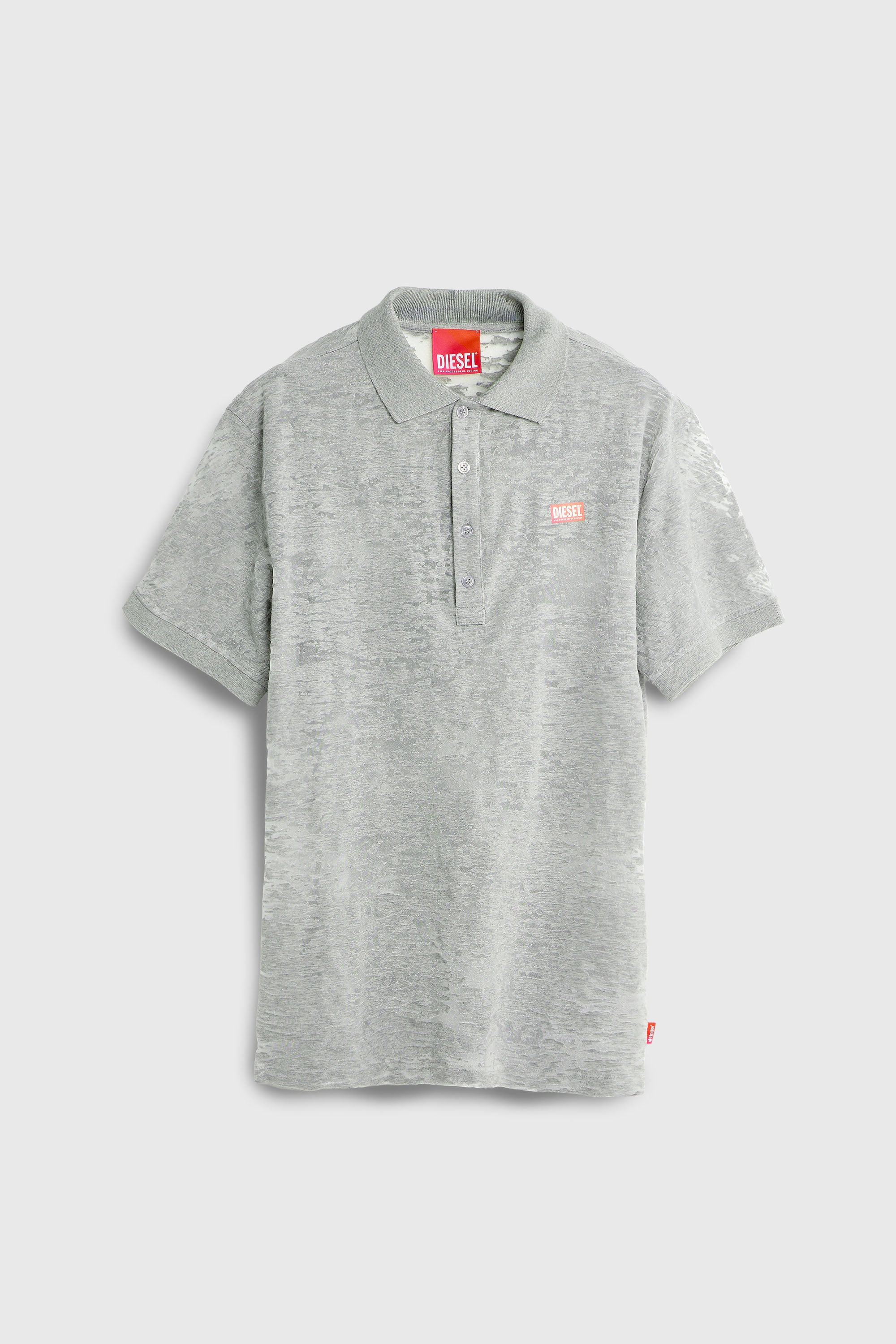 Diesel - PR-T-REJUST, Herren Poloshirt aus all-over devor&eacute;-Jersey in Hellgrau - 2