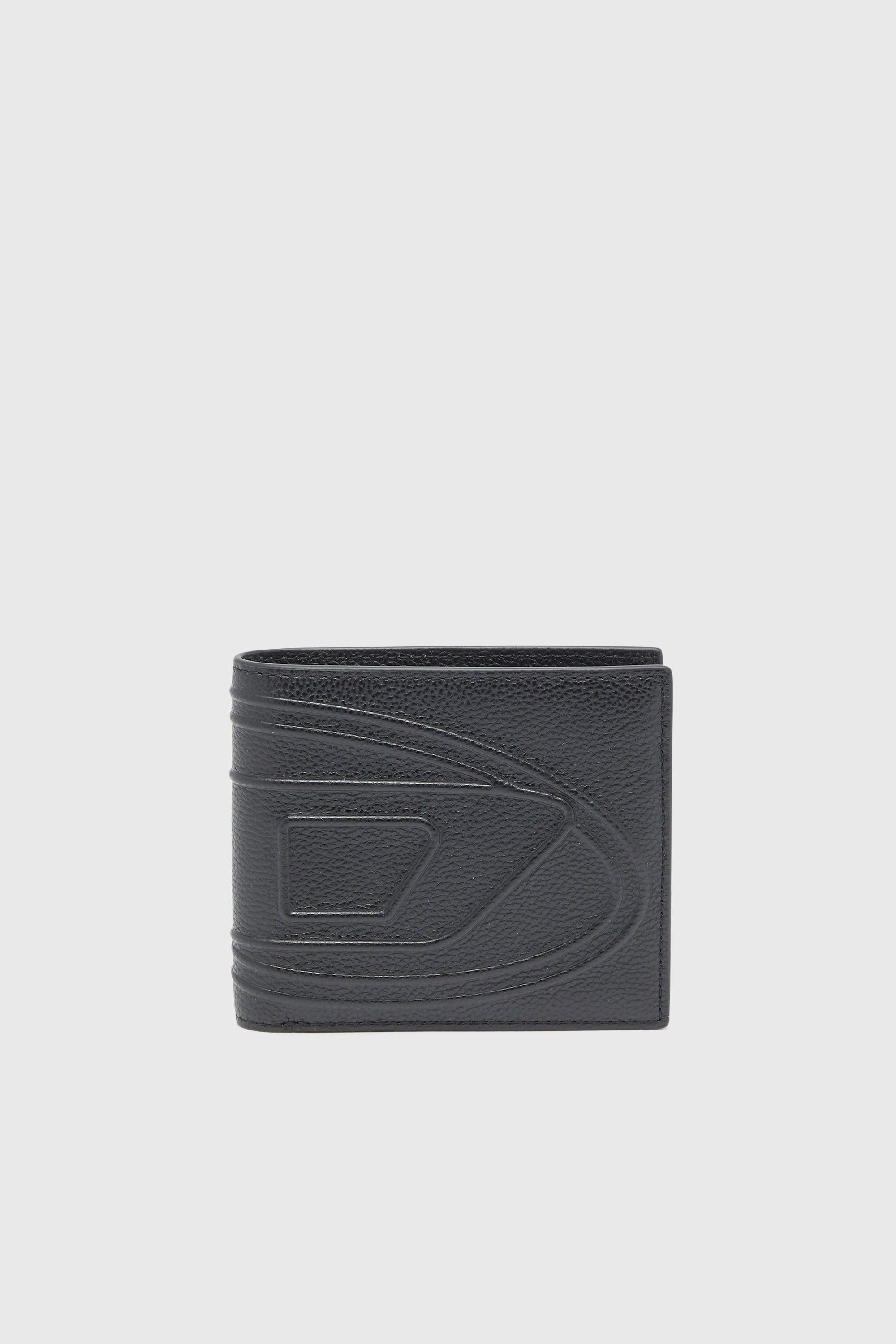 Diesel - 1DR 2.0 BI-FOLD COIN 3D, Herren Brieftasche aus genarbtem Leder in Schwarz - 1