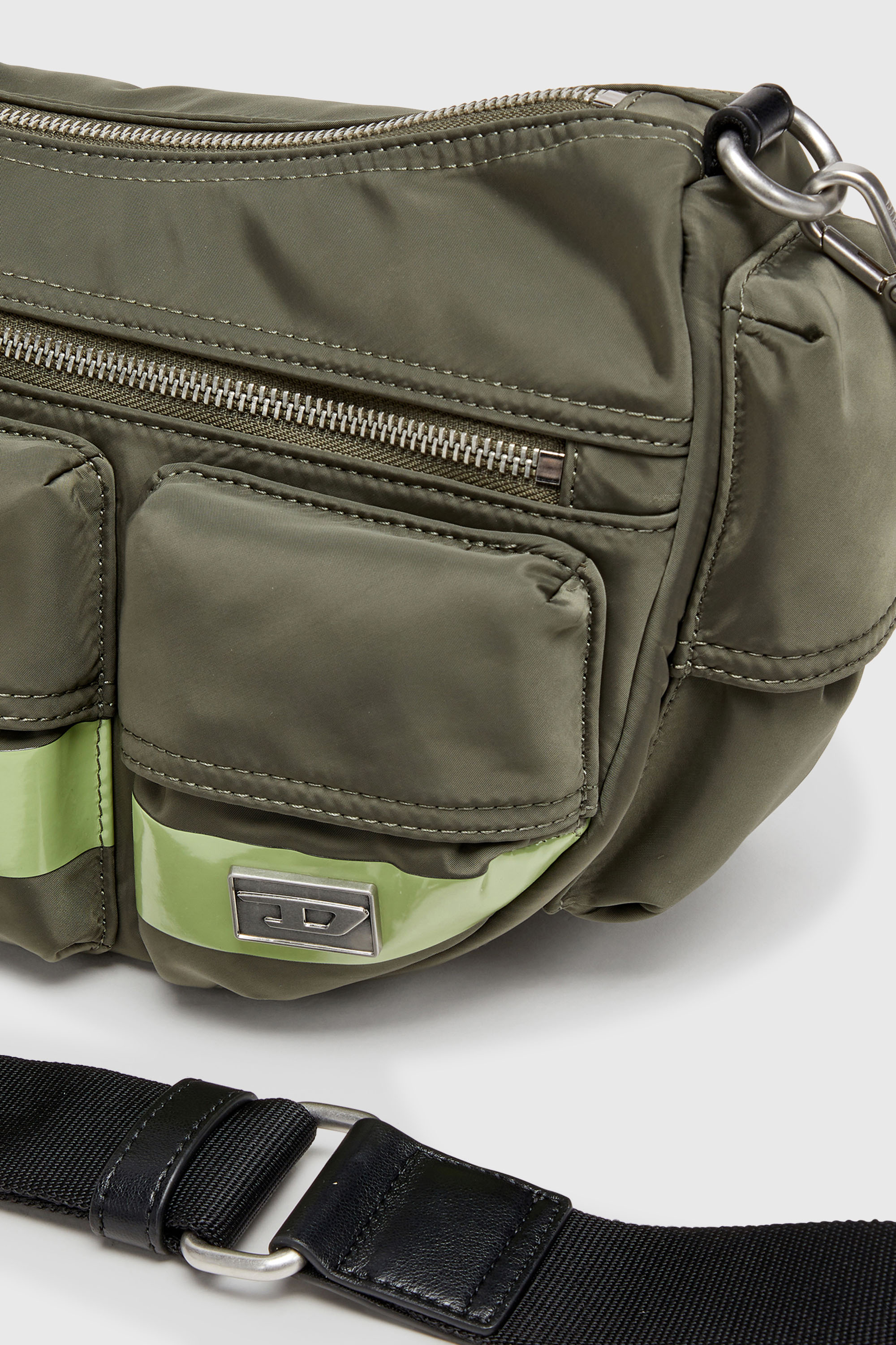 Diesel - MULTI-PKTS SHOULDER BAG X, Unisex Multi-Pkts - Schultertasche mit Colorblock-Design in Gr&uuml;n/Gelb - 5