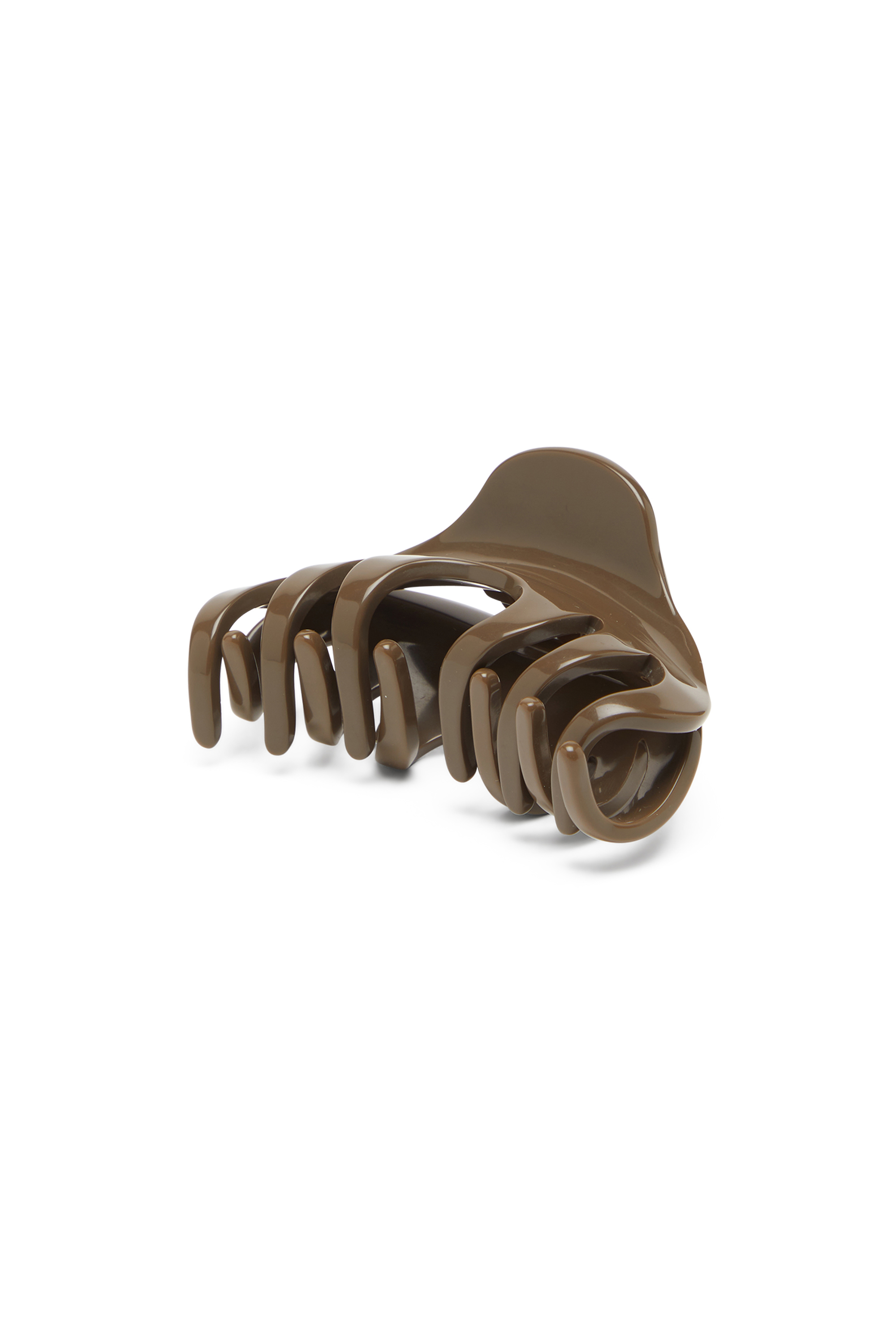 Diesel - TALON CLIP, Damen Haarspange aus Harz mit ovalem D Logo in Braun - 2
