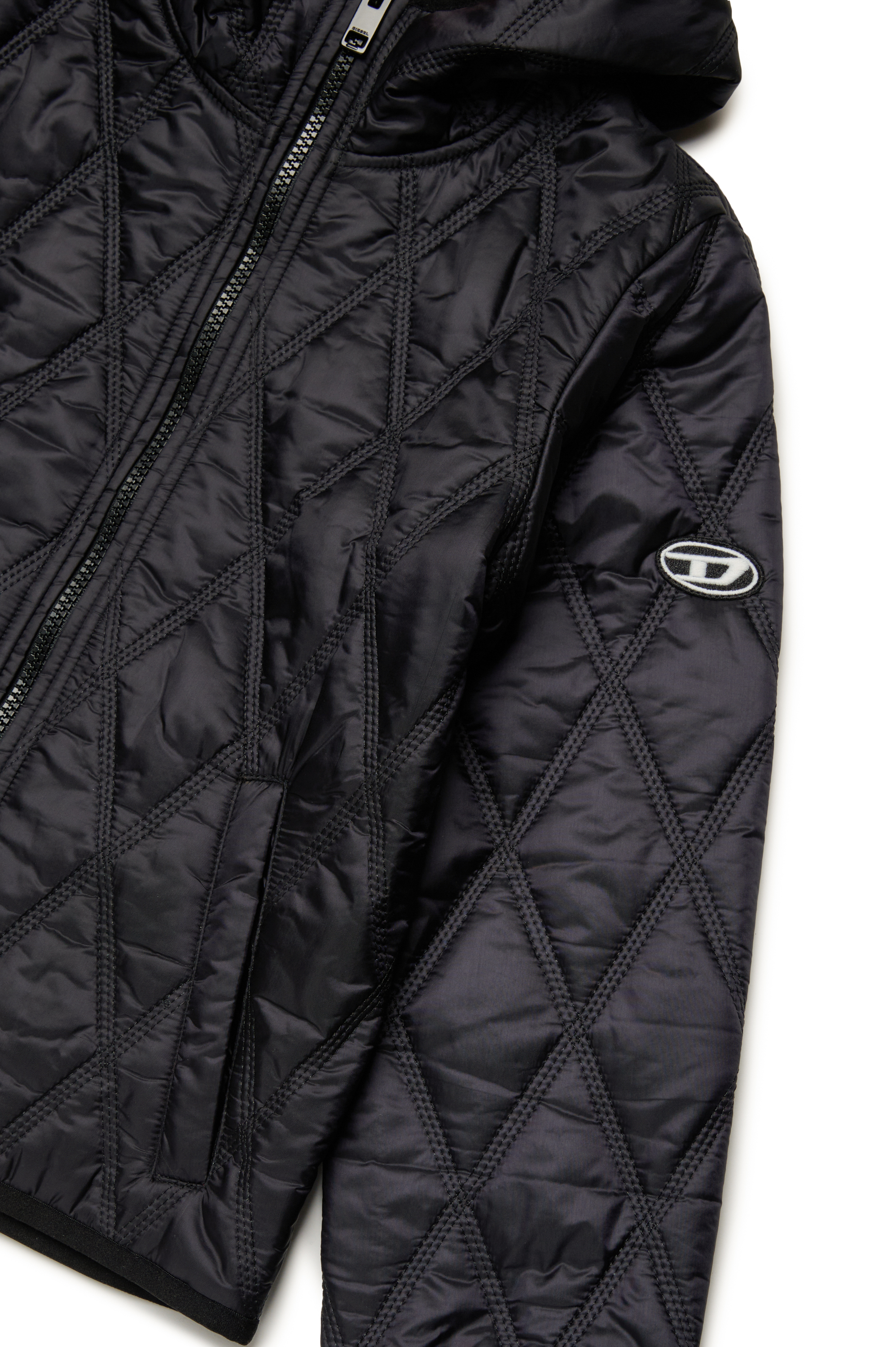 Diesel - JFOKKER, Unisex Hooded quilted nylon jacket in Black - Image 4