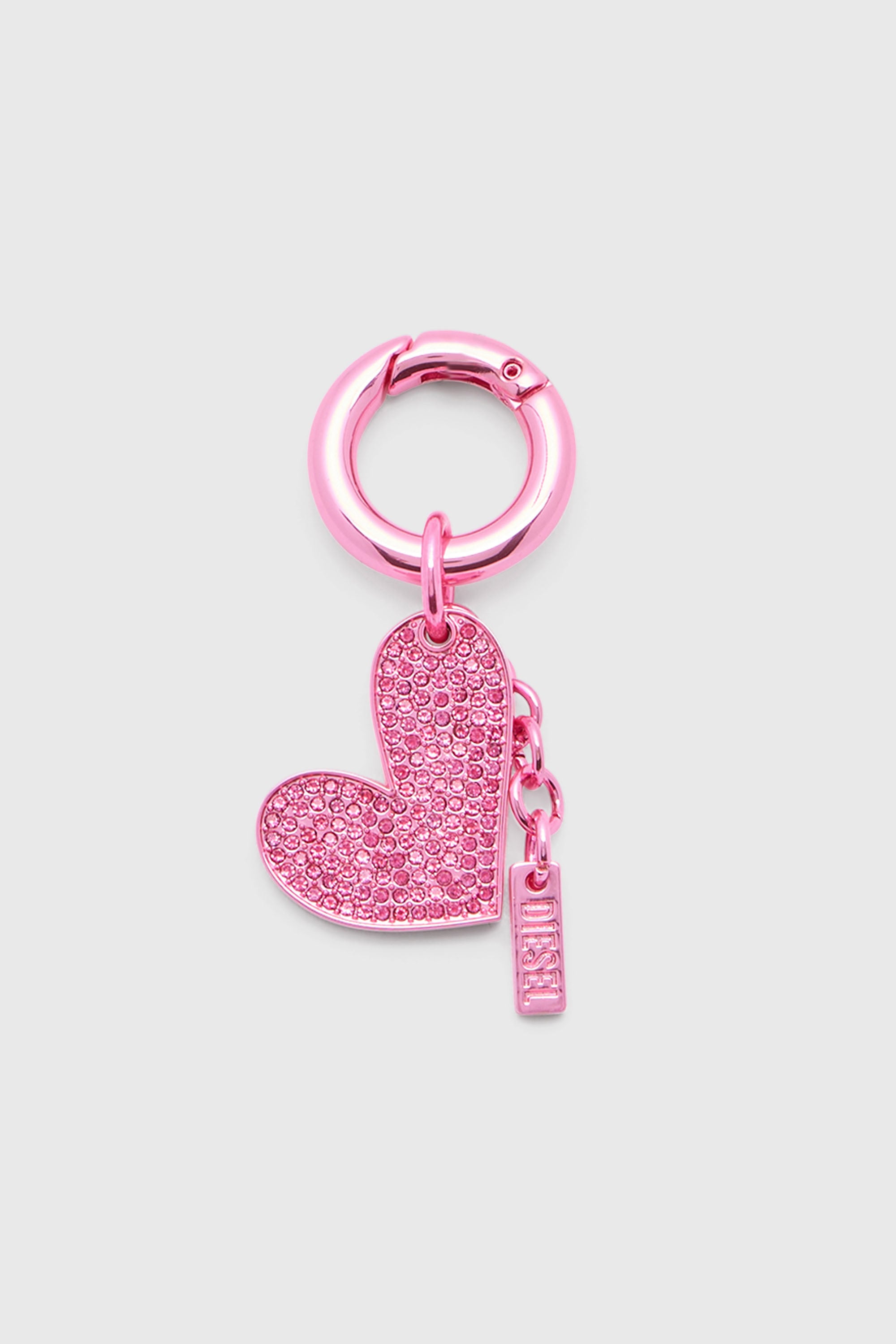 Diesel - CHARM-HEART, Damen Metallherz-Anh&auml;nger mit Strasssteinen in Rosa - 1