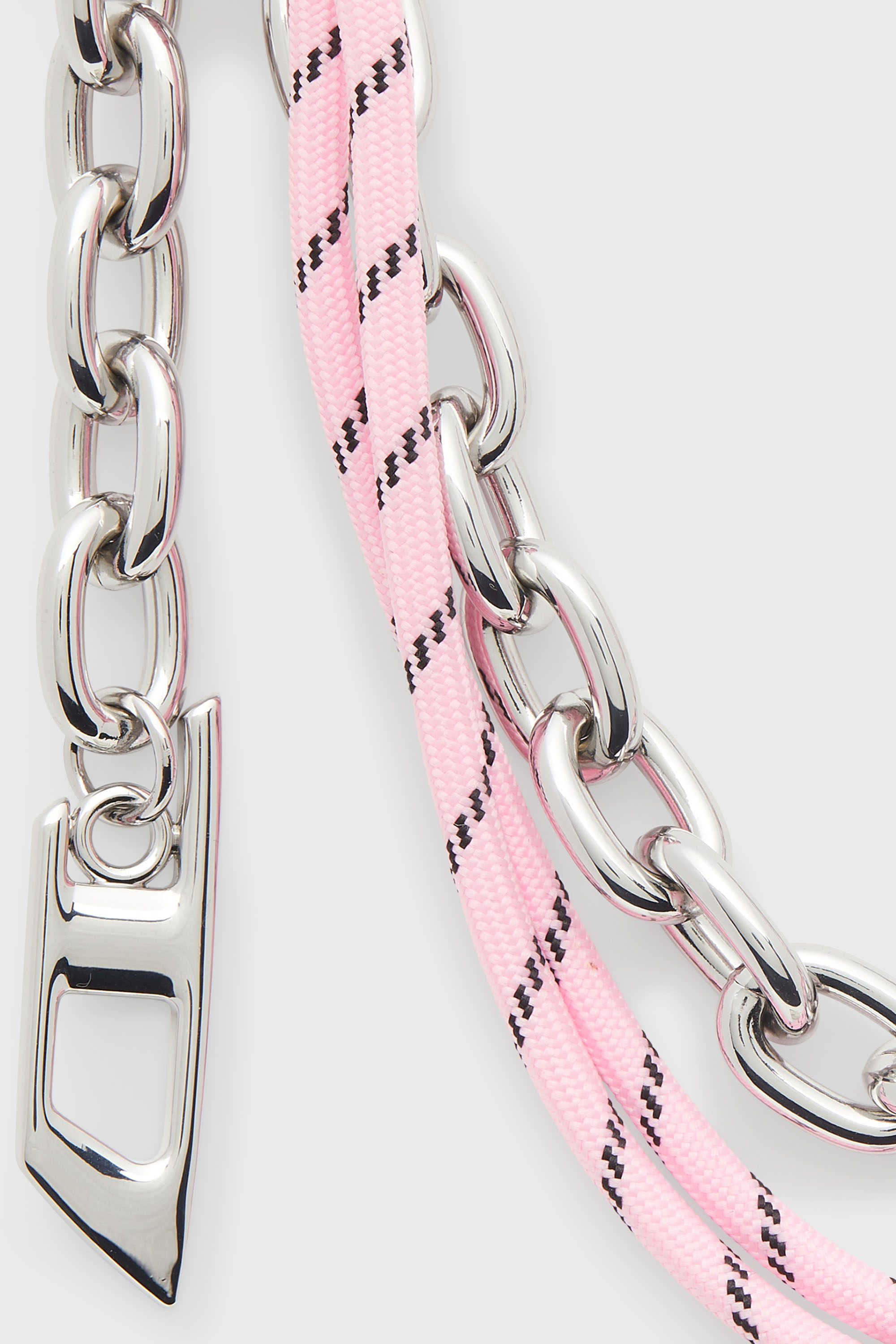 Diesel - CHAIN-D M, Damen Metallanh&auml;nger mit Ketten- und Seildetail in Silber/Rosa - 2