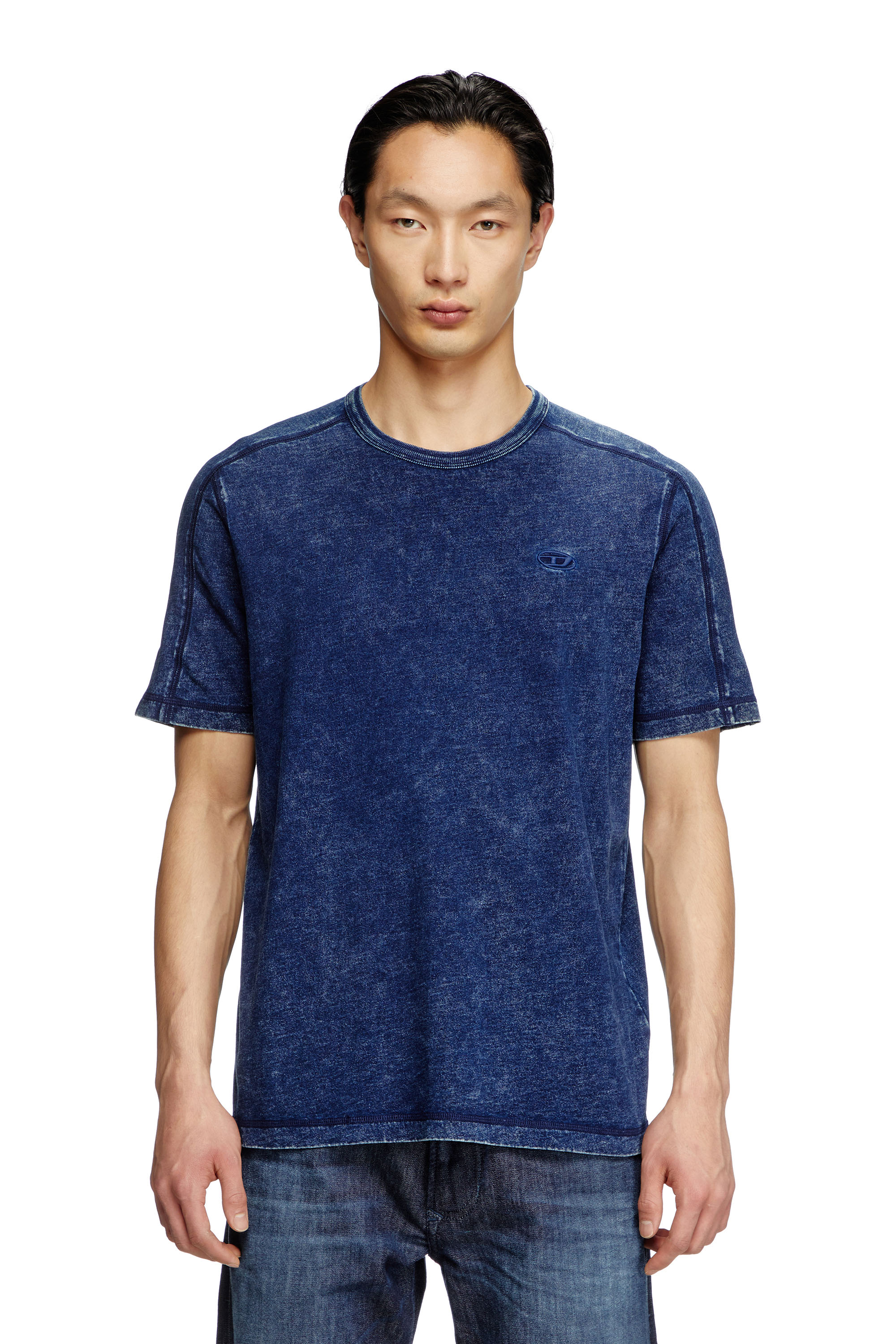 Diesel - T-ADJIND, Herren T-Shirt aus Jersey in Denim-Optik in Blau - 1