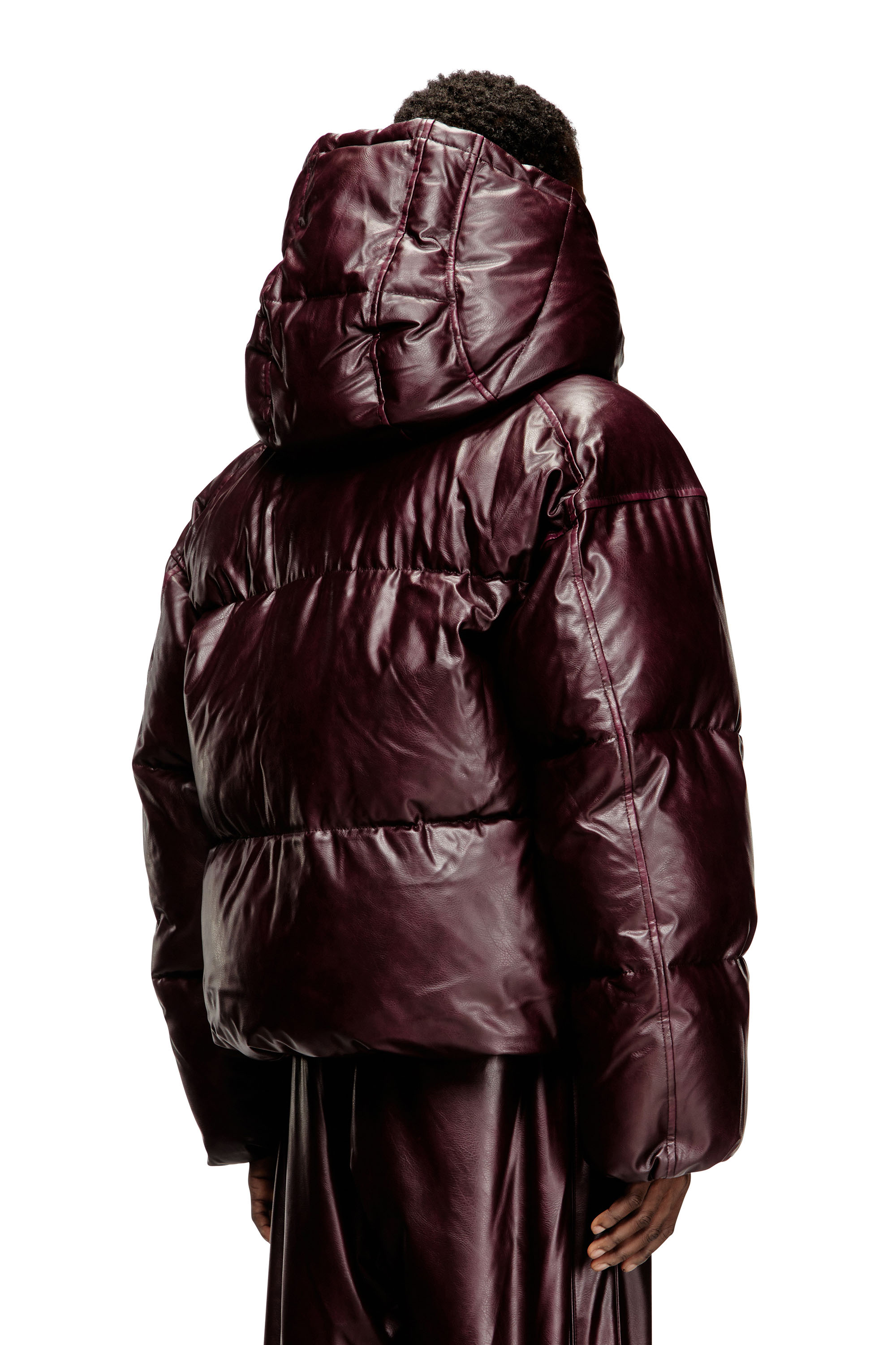 Diesel - FR-W-MYLEY, Herren Pufferjacke mit Kapuze in Burgunderrot in Burgunderrot - 4