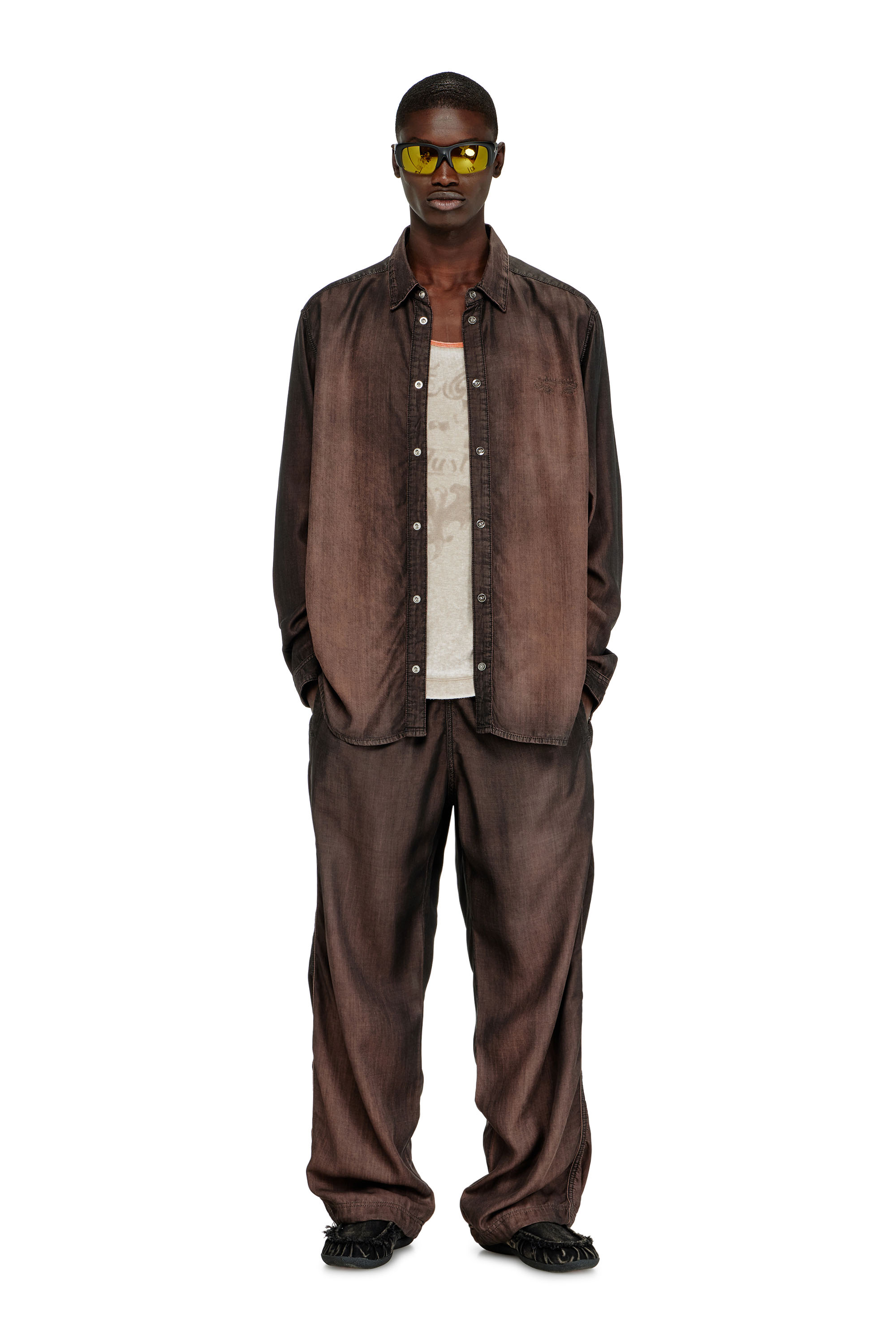 Diesel - D-SIMPLY-S16, Herren Hemd aus flie&szlig;endem, beschichtetem Denim in null - 2