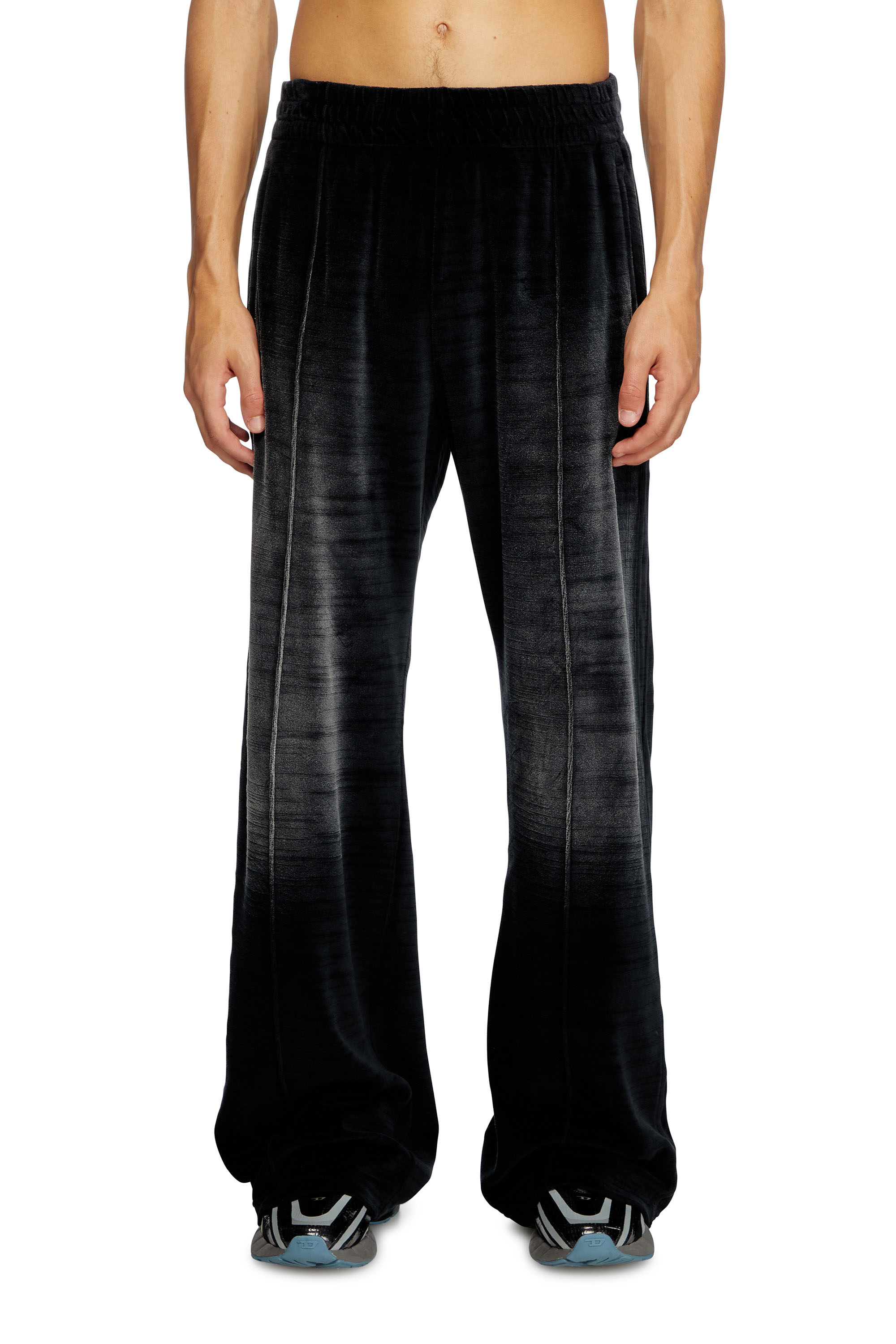 Diesel - P-OZAMP-BAND, Herren Trackhose aus verblasster Chenille in Schwarz - 2