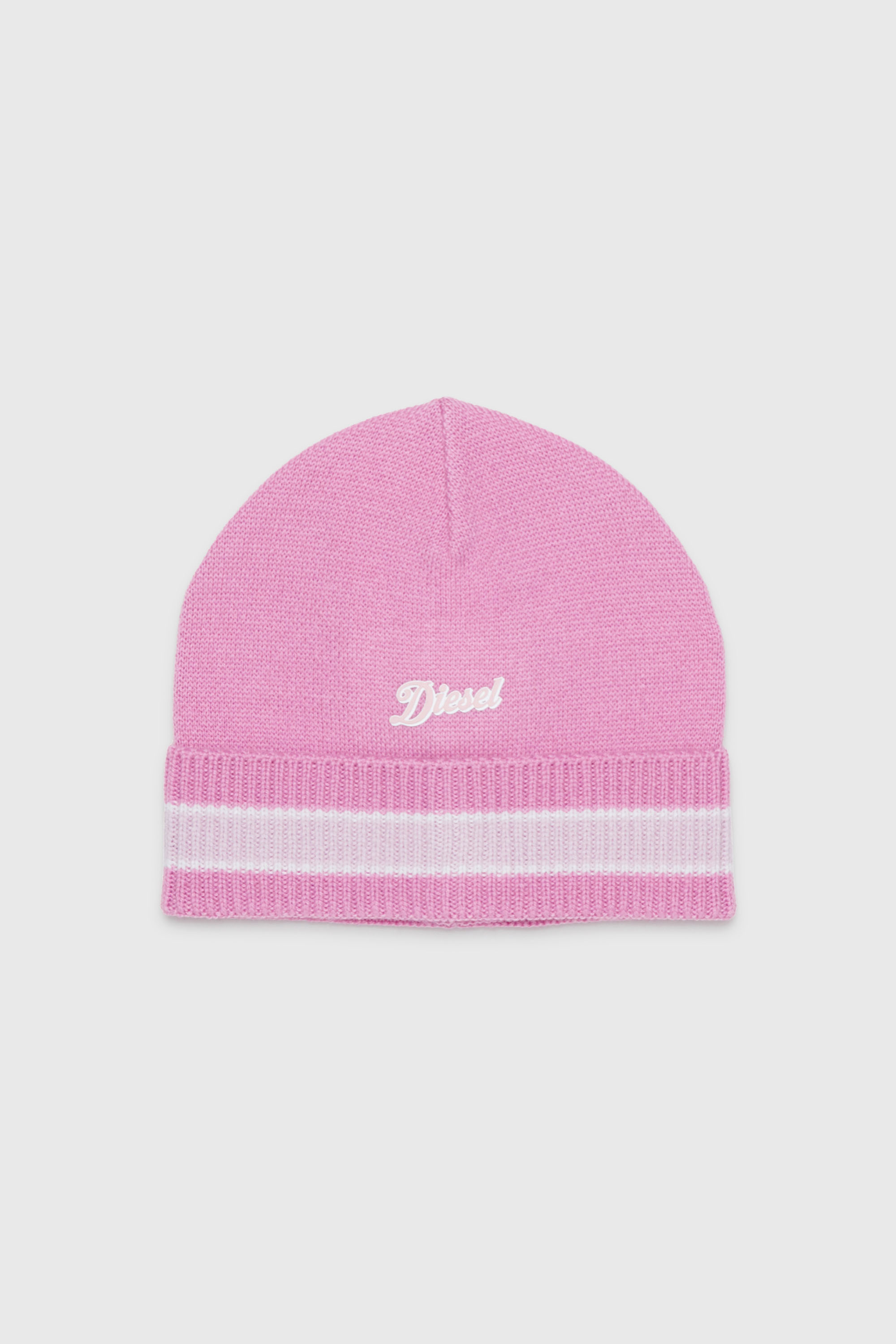 Diesel - FMOB, Unisex Gestreifte M&uuml;tze aus Wollmischung in Rosa - 1