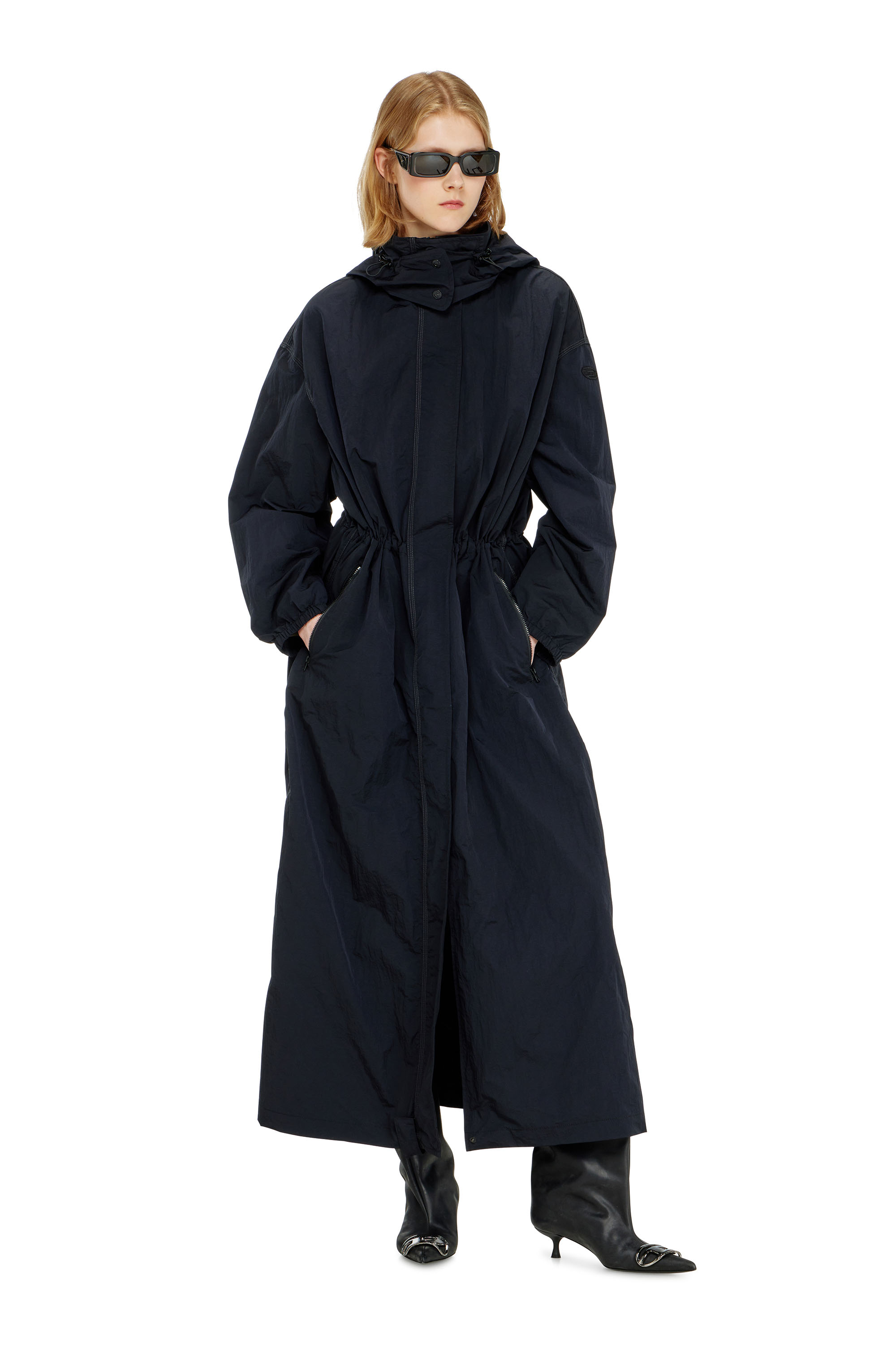 Diesel - G-ASTER-T1, Damen Nylon-Trenchcoat mit abnehmbarer Kapuze in null - 1