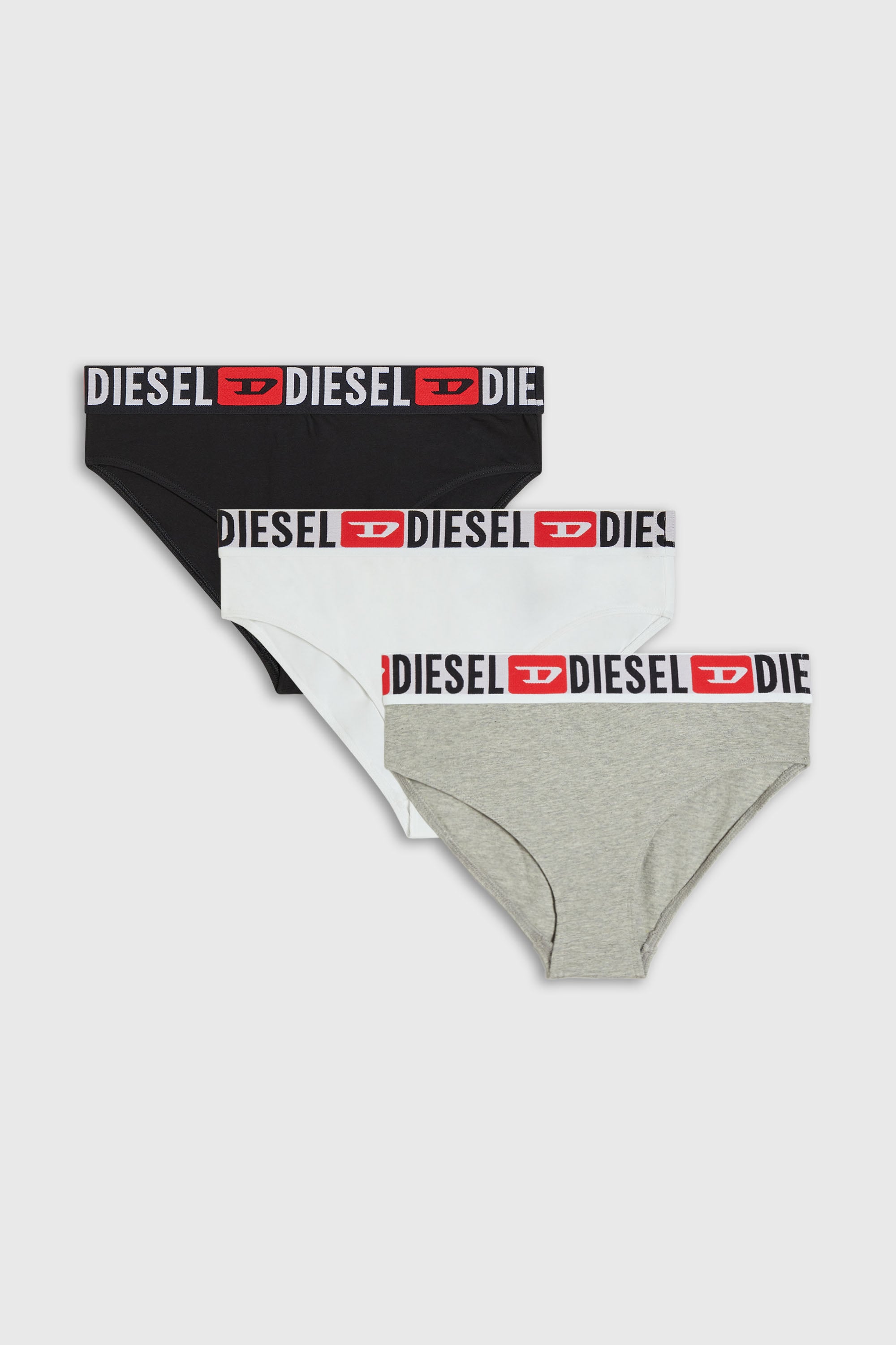 Diesel - SAM-D-CORE-3PACK, Damen Slips mit Maxilogo-Bund im Dreierpack in Grau/Weiss - 1