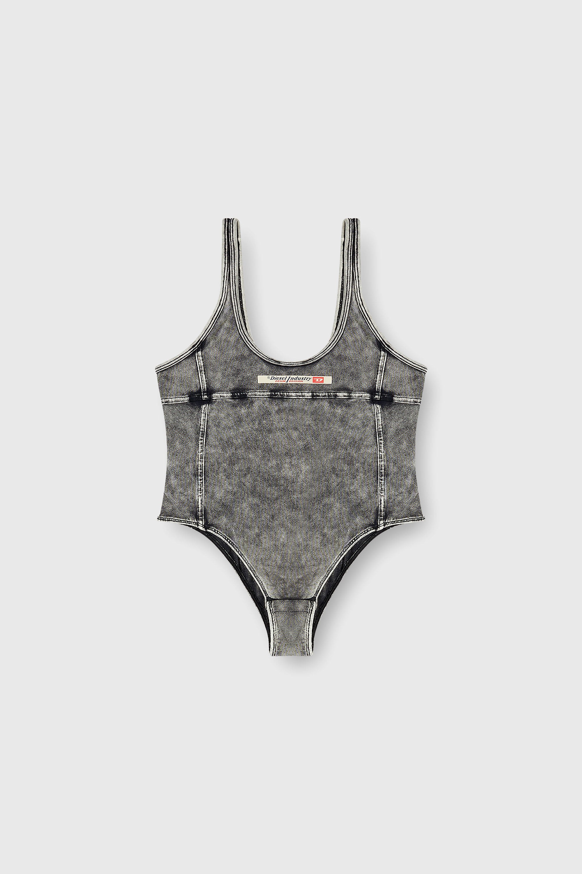 Diesel - PHOEBE-DNM, Damen Body aus Denim-Effekt-Jersey in Dunkelgrau - 2