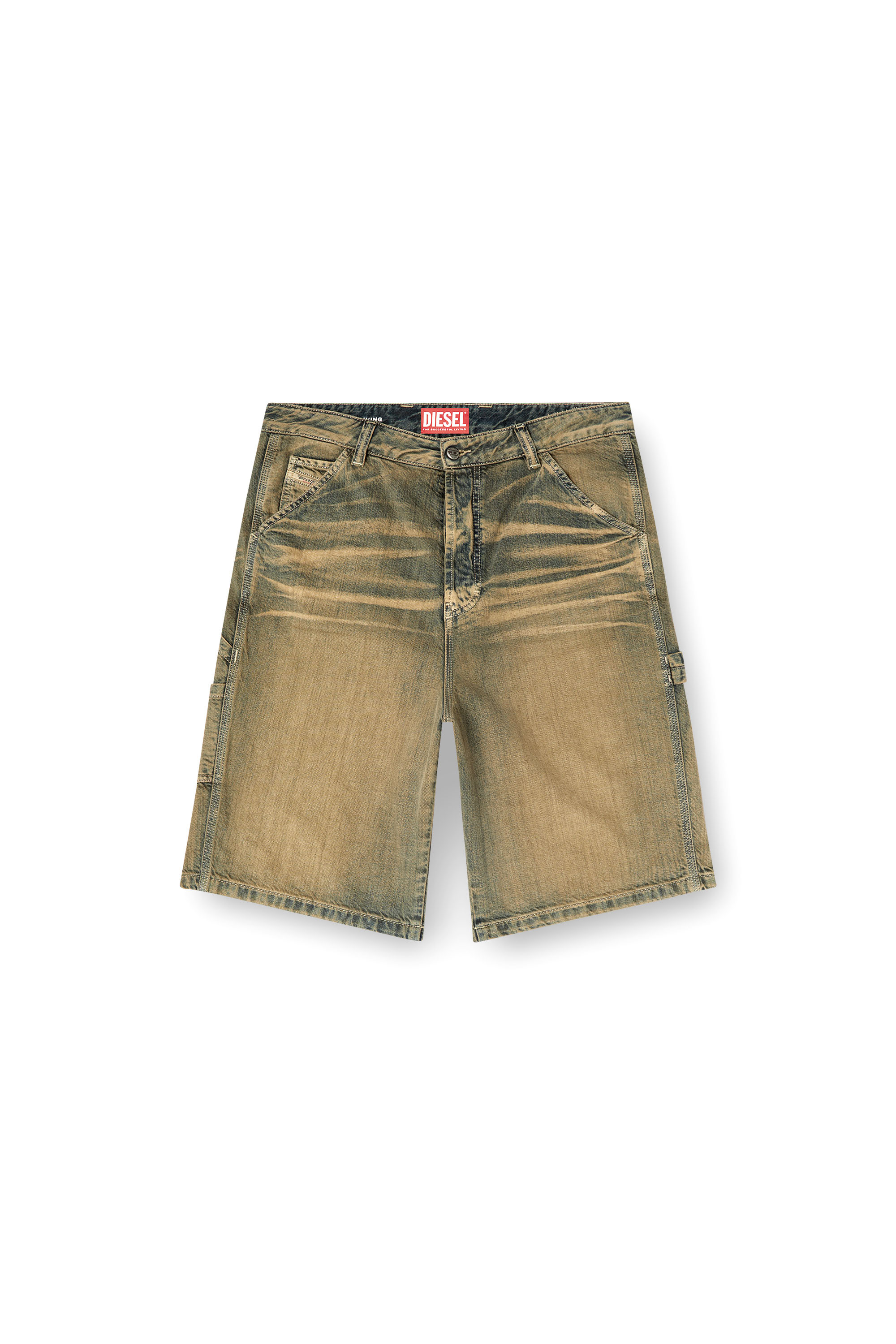 Diesel - D-LIVERY-SHORT, Herren Utility-Shorts aus Goldbrush-Denim in Braun/Blau - 3