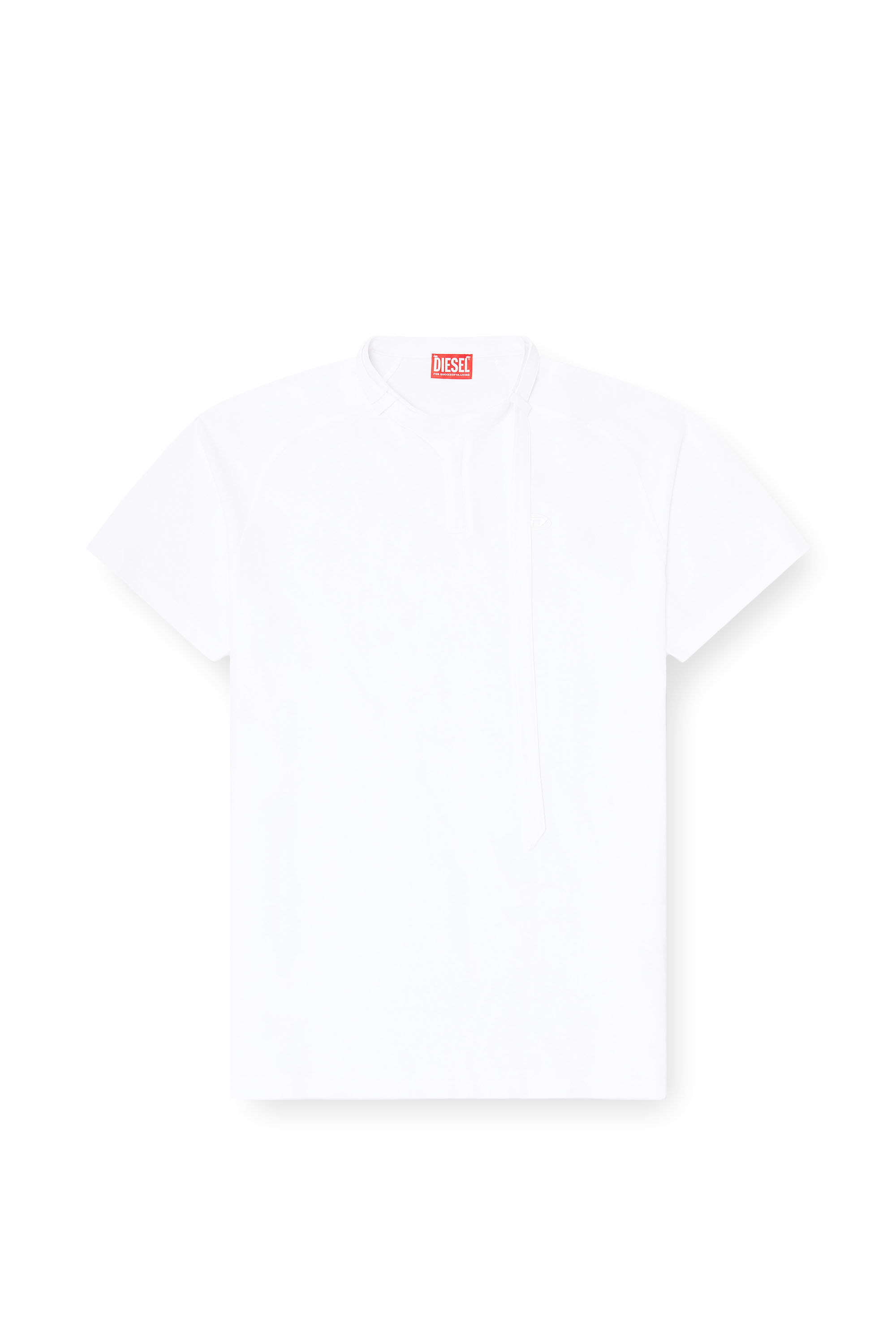 Diesel - T-KAUKO, Herren T-Shirt mit Biker-Halsriemen in Wei&szlig; - 3