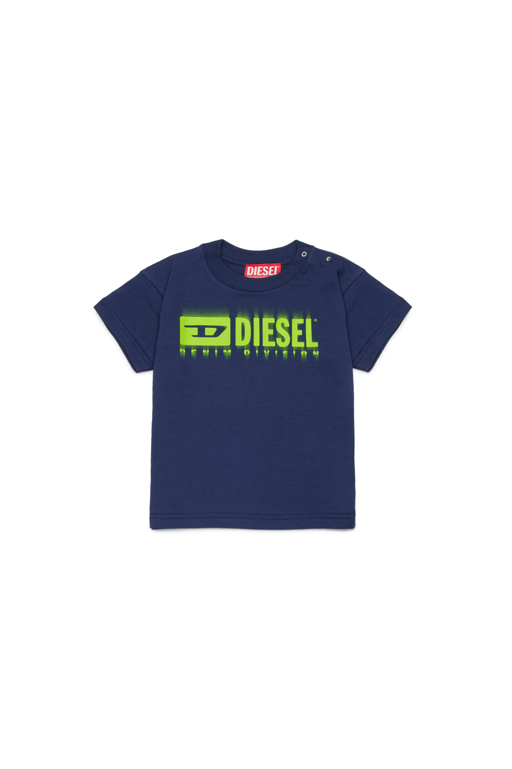 Diesel - TDIEGORL6MAB, Unisex T-Shirt mit verschmiertem Logo in Blau - 1