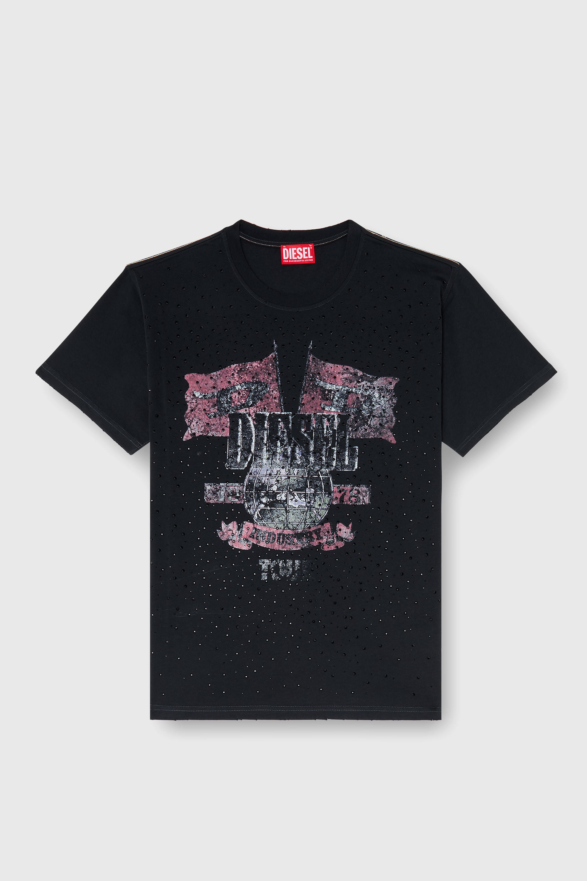 Diesel - T-MARLY, Damen T-Shirt mit Konzertgrafik und Kristallen in null - 2