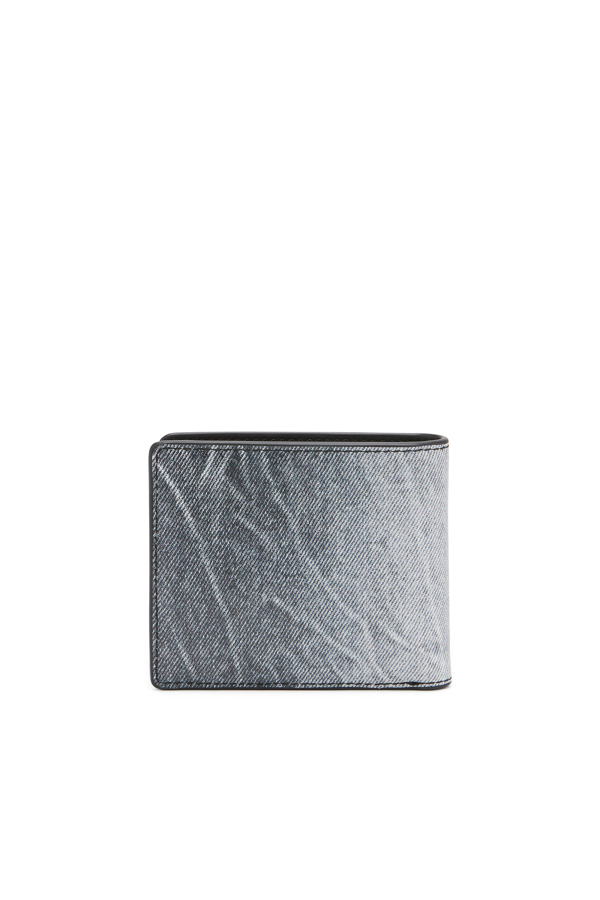 Diesel - JACKRON BI-FOLD COIN S, Herren Bifold-Portemonnaie aus Leder mit Denim-Print in Blau - Image 2