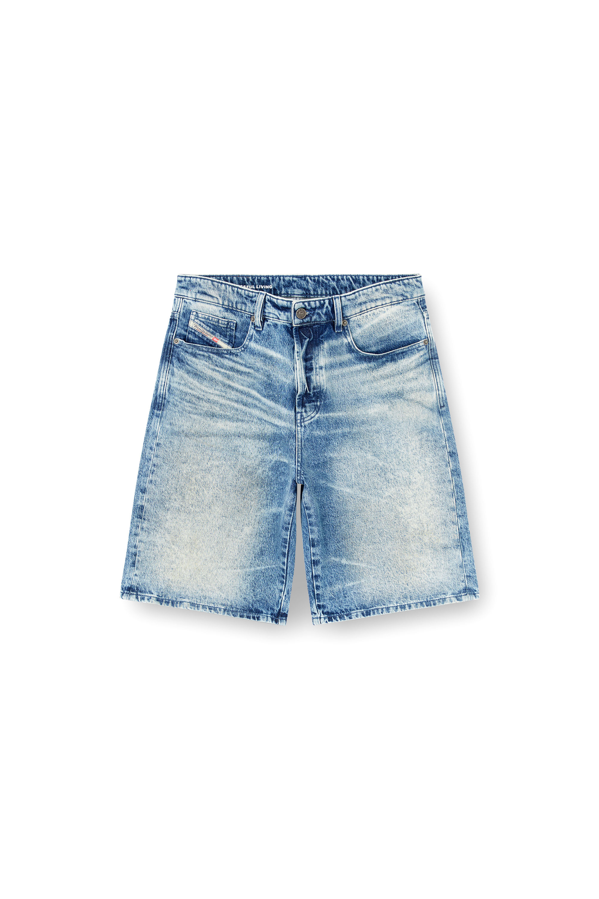Diesel - D-RIXFORD-S, Herren Shorts aus Denim mit Text-Print in Mittelblau - 2