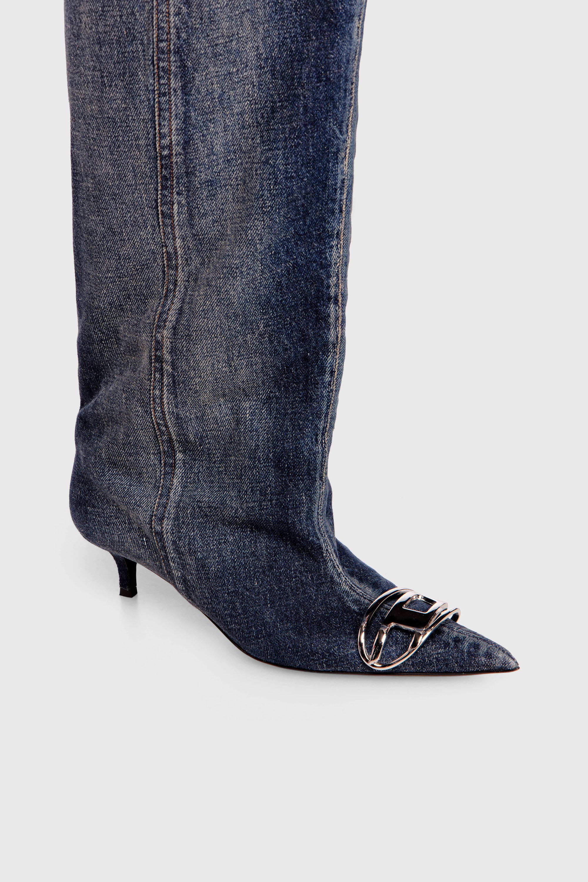 Diesel - D-VENUS KB SLOUCHY, Damen D-Venus-Slouchy kniehoher Stiefel in Denim in Dunkelblau - 4