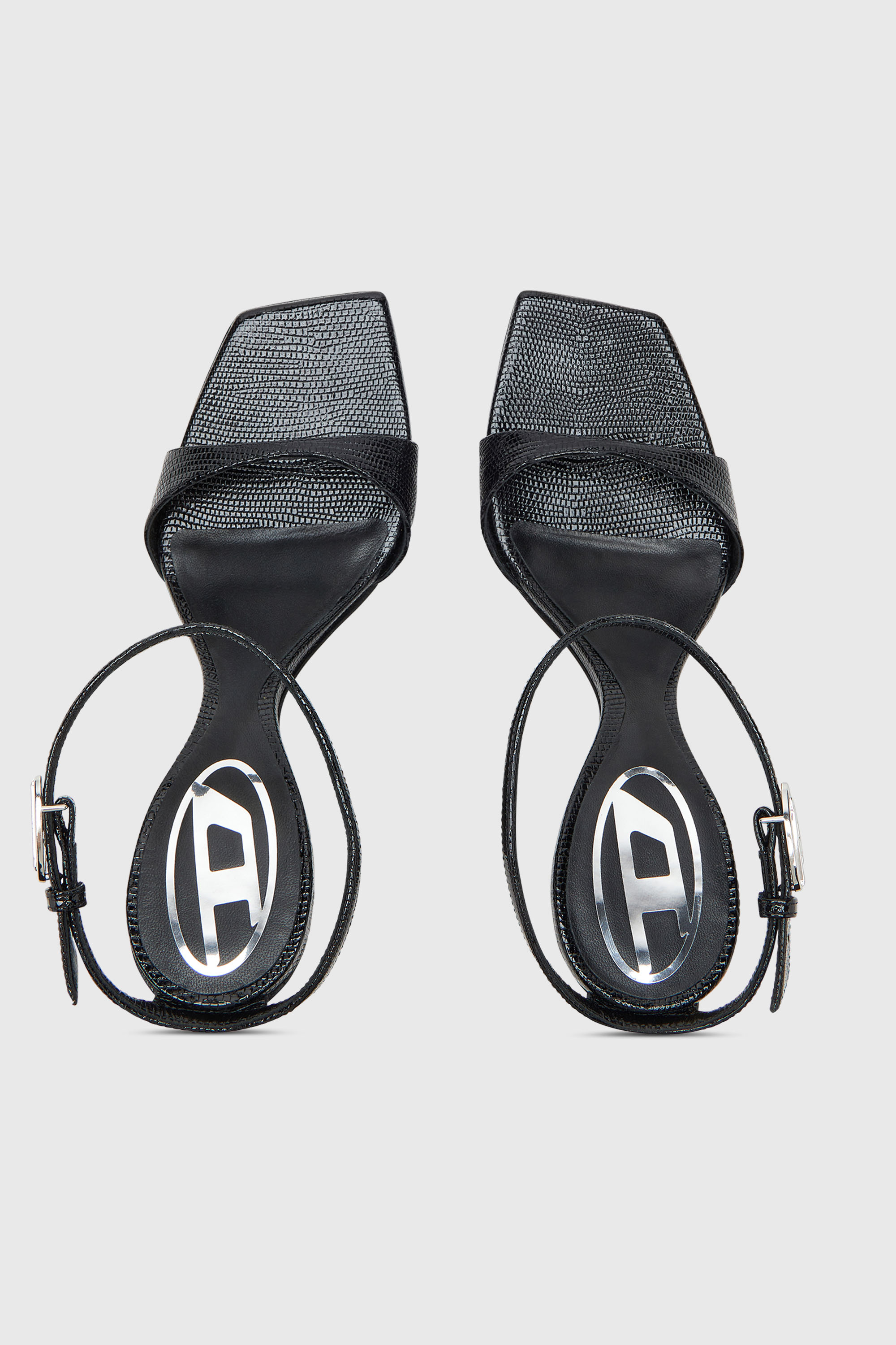 Diesel - D-AMBER SANDAL WEDGE, Damen D-Amber-Keilsandalen aus Leder in Eidechsenoptik in Schwarz - 5