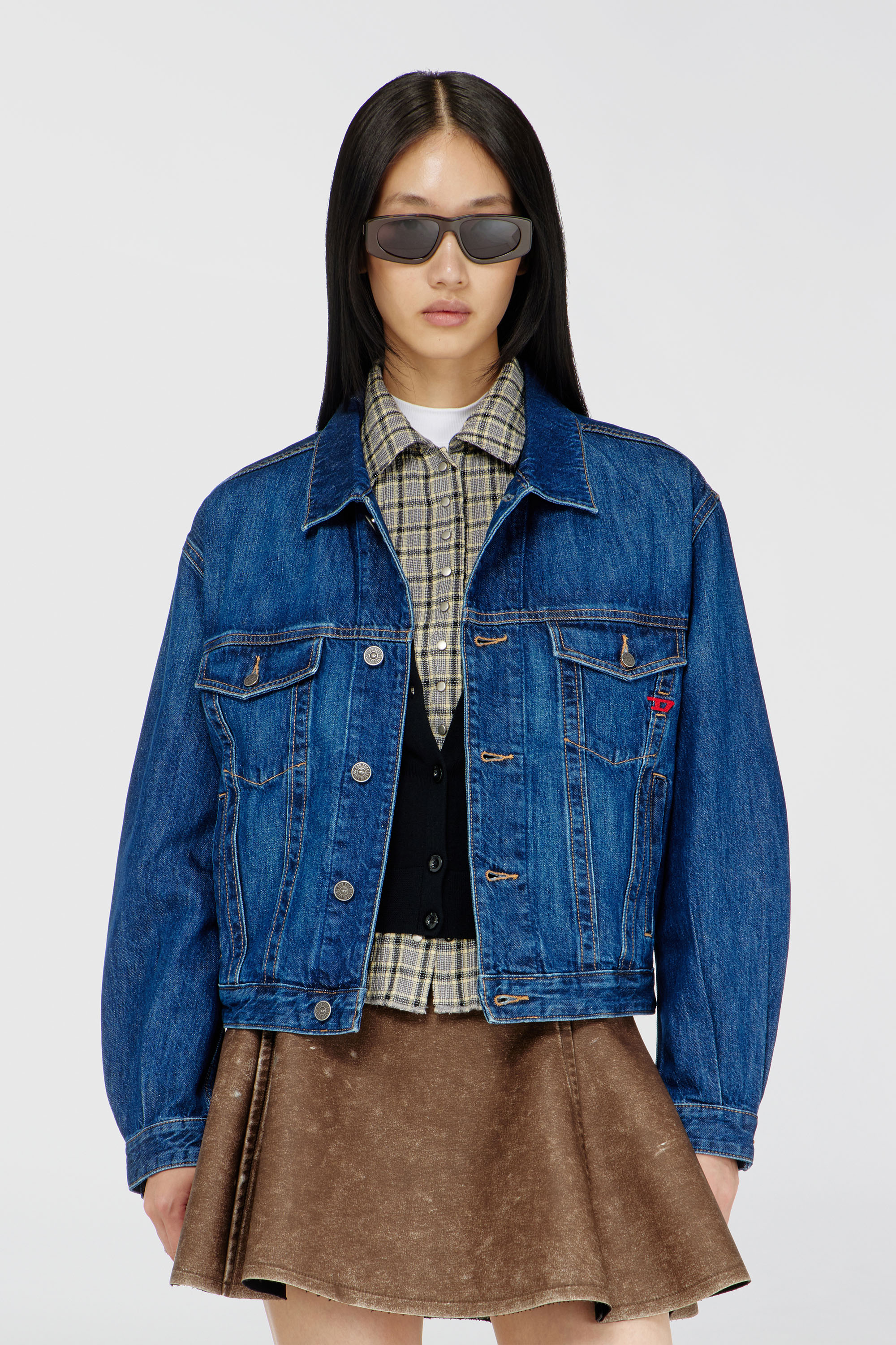 Diesel - D-RANGER, Herren Truckerjacke aus Denim in Mittelblau - 3