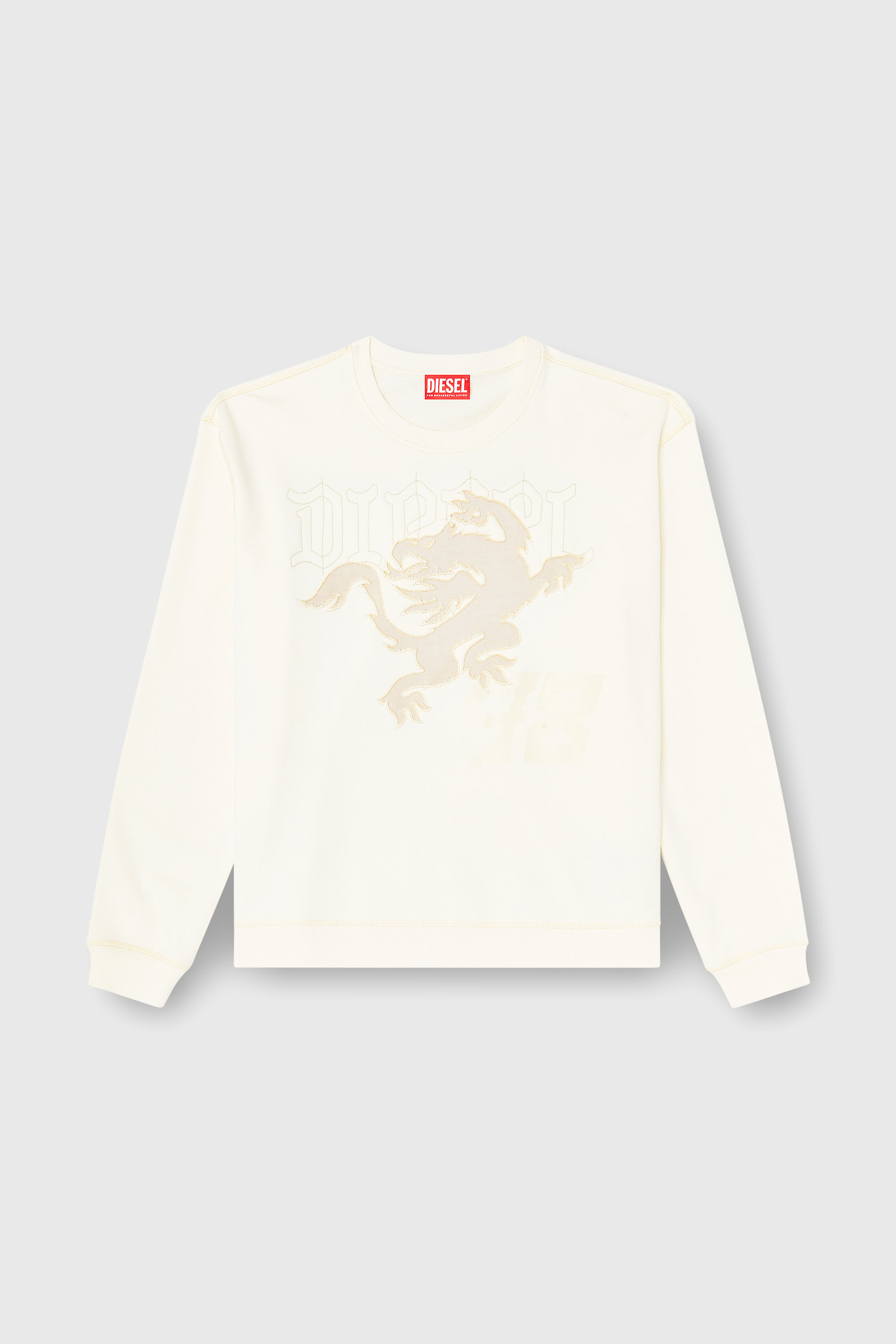 Diesel - S-NORM-AA3, Herren Sweatshirt mit Stickerei und Druck in Wei&szlig; - 2