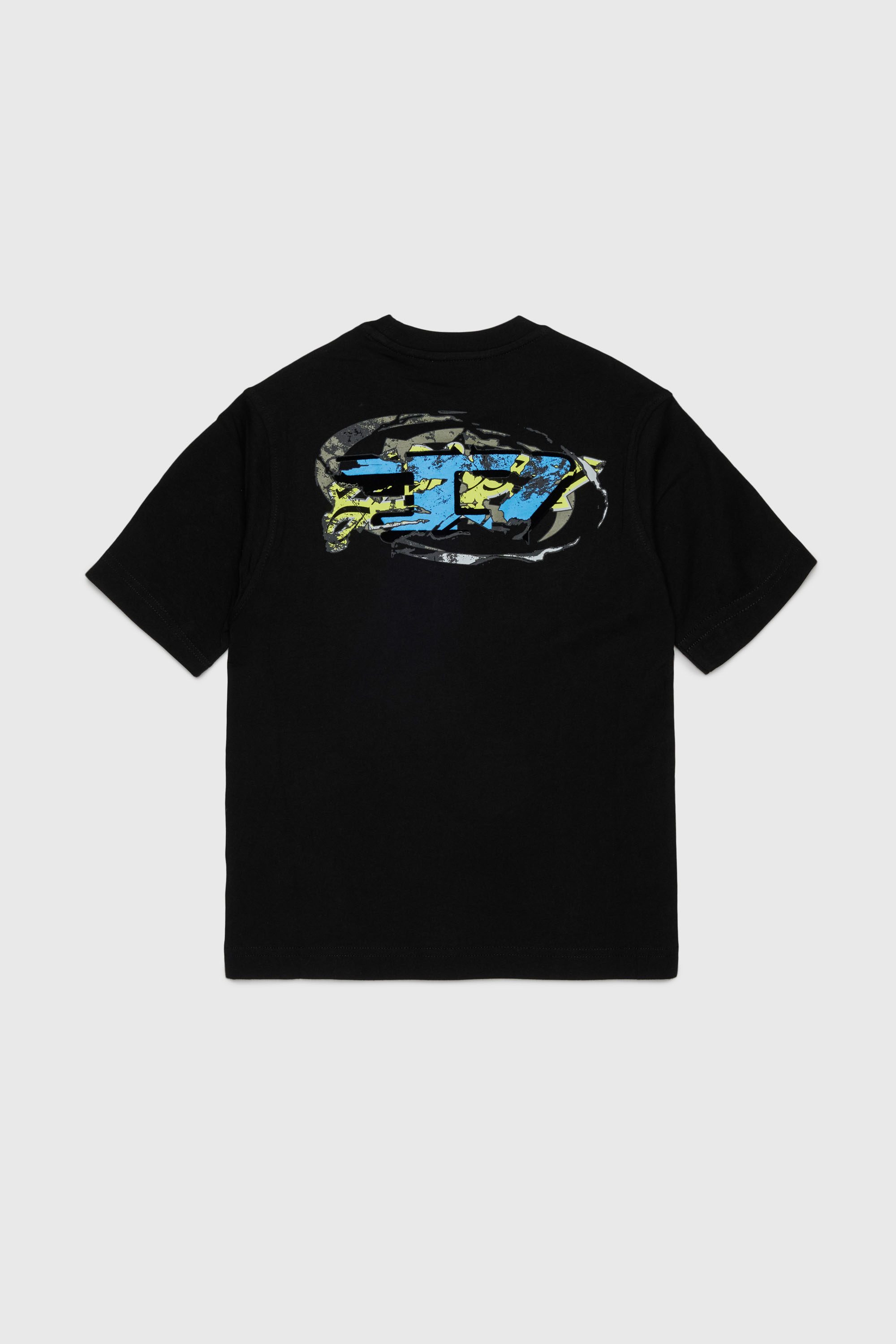 Diesel - TSCRAP OVER, Herren T-Shirt mit Oval D Stickerei und Flockprint in Schwarz - 2