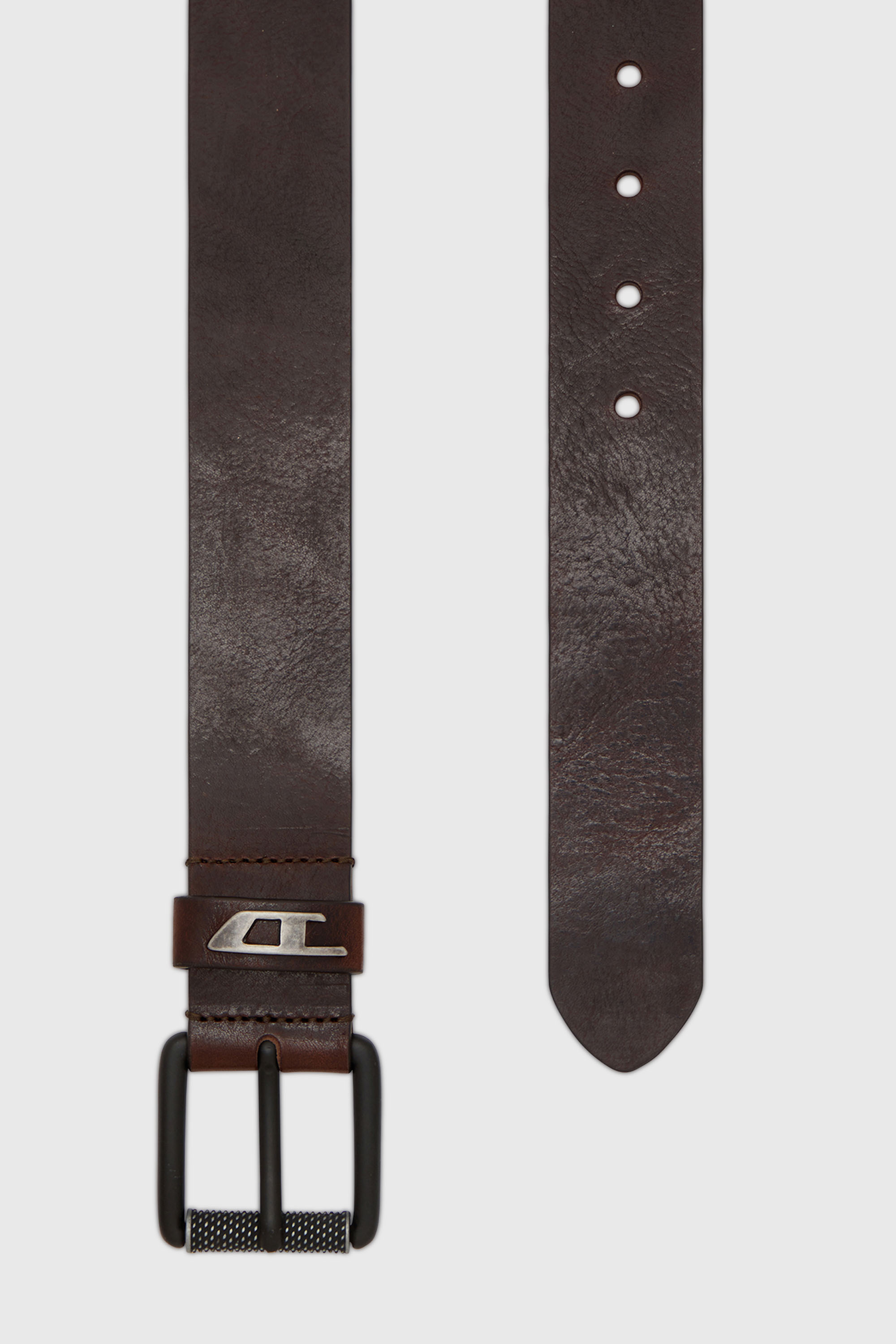 Diesel - B-DAVE II, Herren 3.5cm G&uuml;rtel aus gl&auml;nzendem Leder mit Logo-Schlaufe in Braun - 2
