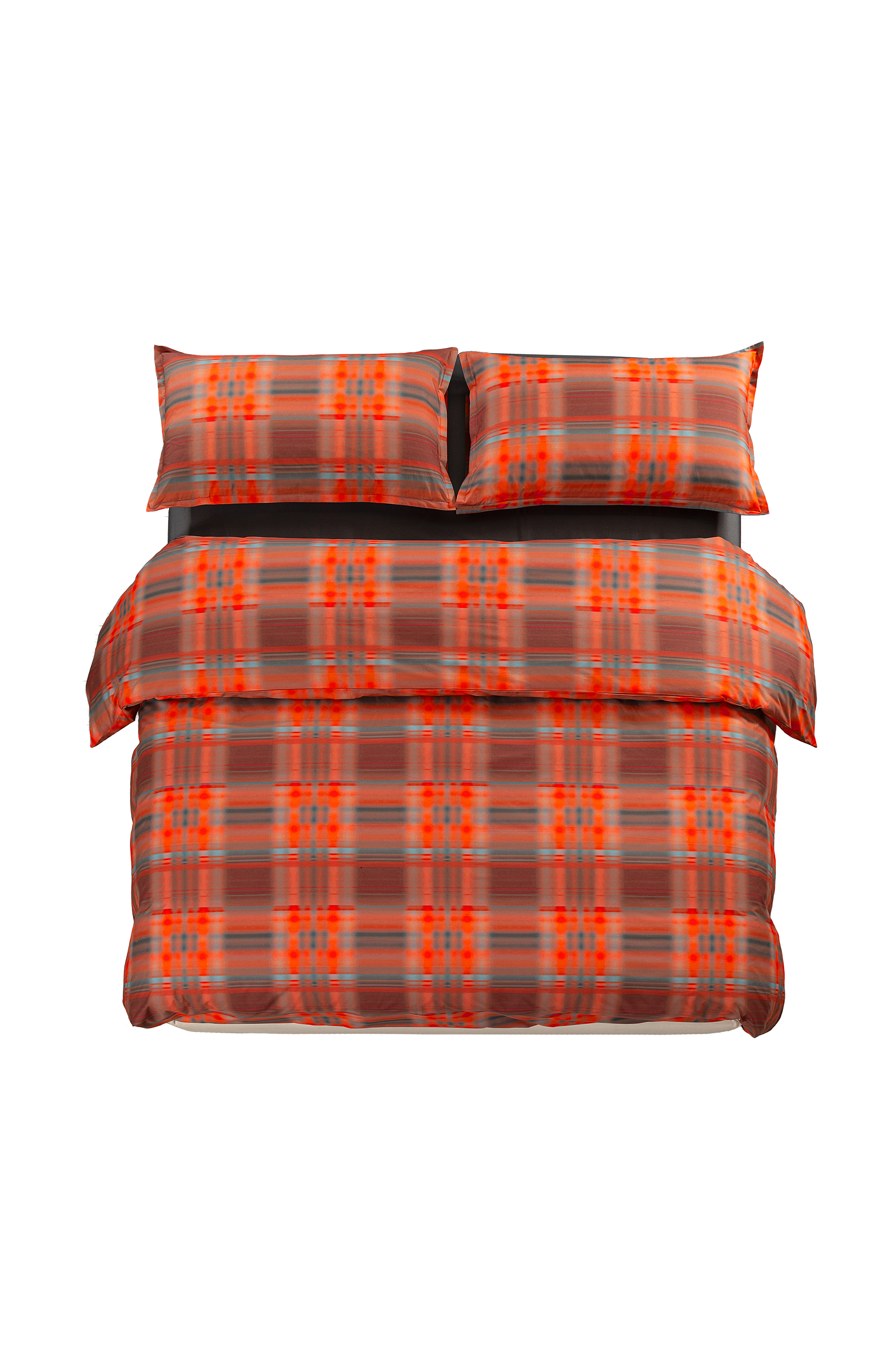Diesel - 1016333  HAZY TARTAN DUVET COVER SET FOR, Unisex Perkal-Bettbezug-Set f&uuml;r ein Queen-Size-Bett in Orange - 1