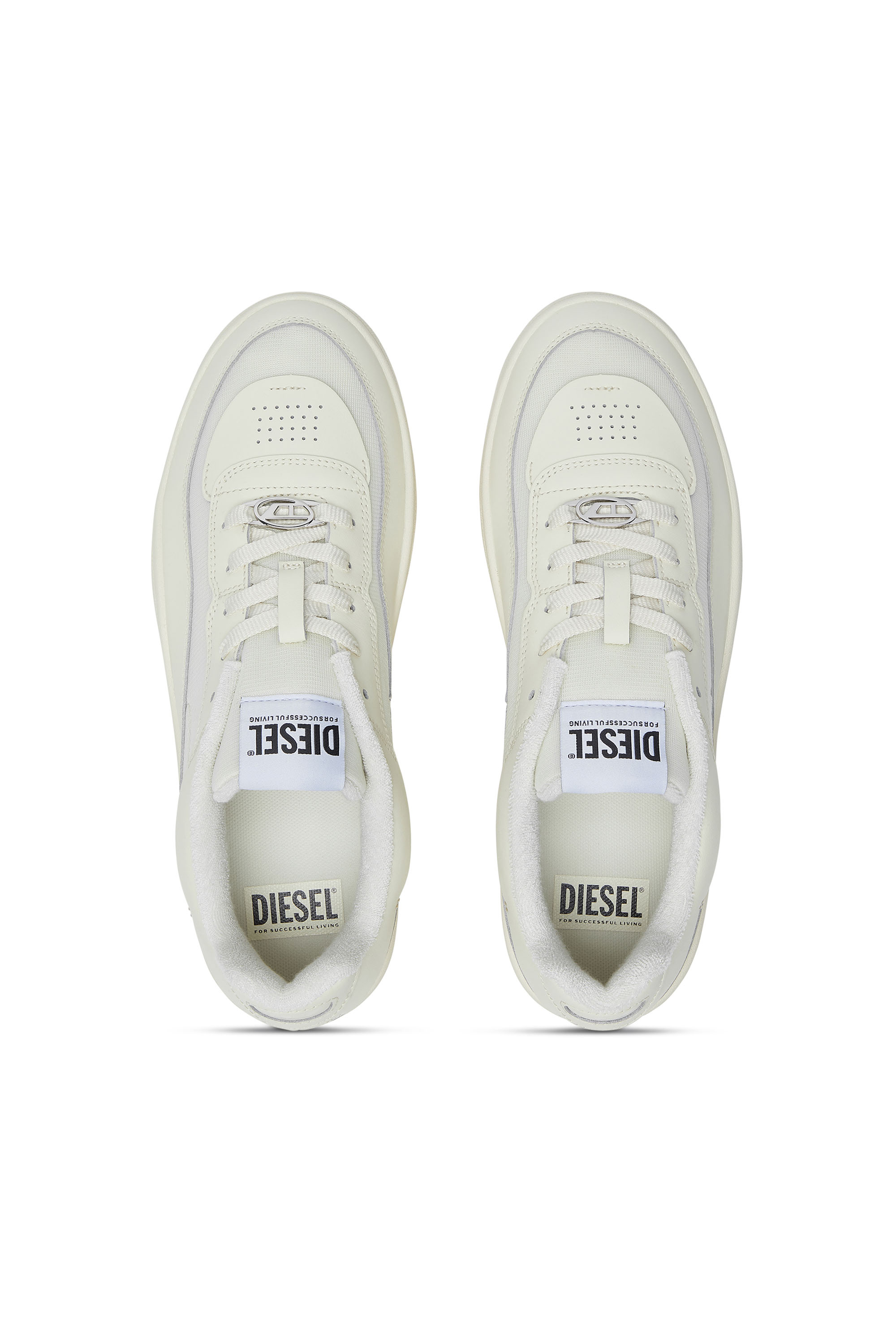 Diesel - S-OVAL SKATE LOW, Herren Sneakers aus Leder mit Einsatz aus Stoff in Beige - 5