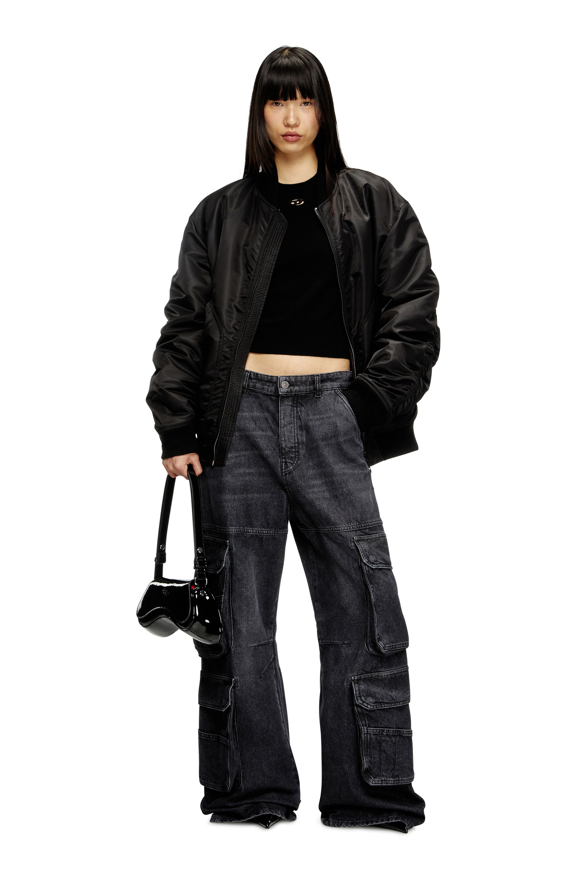 Diesel - PLAY CROSSBODY, Damen Play-Crossbody-Tasche aus glänzendem PU in Schwarz - 7