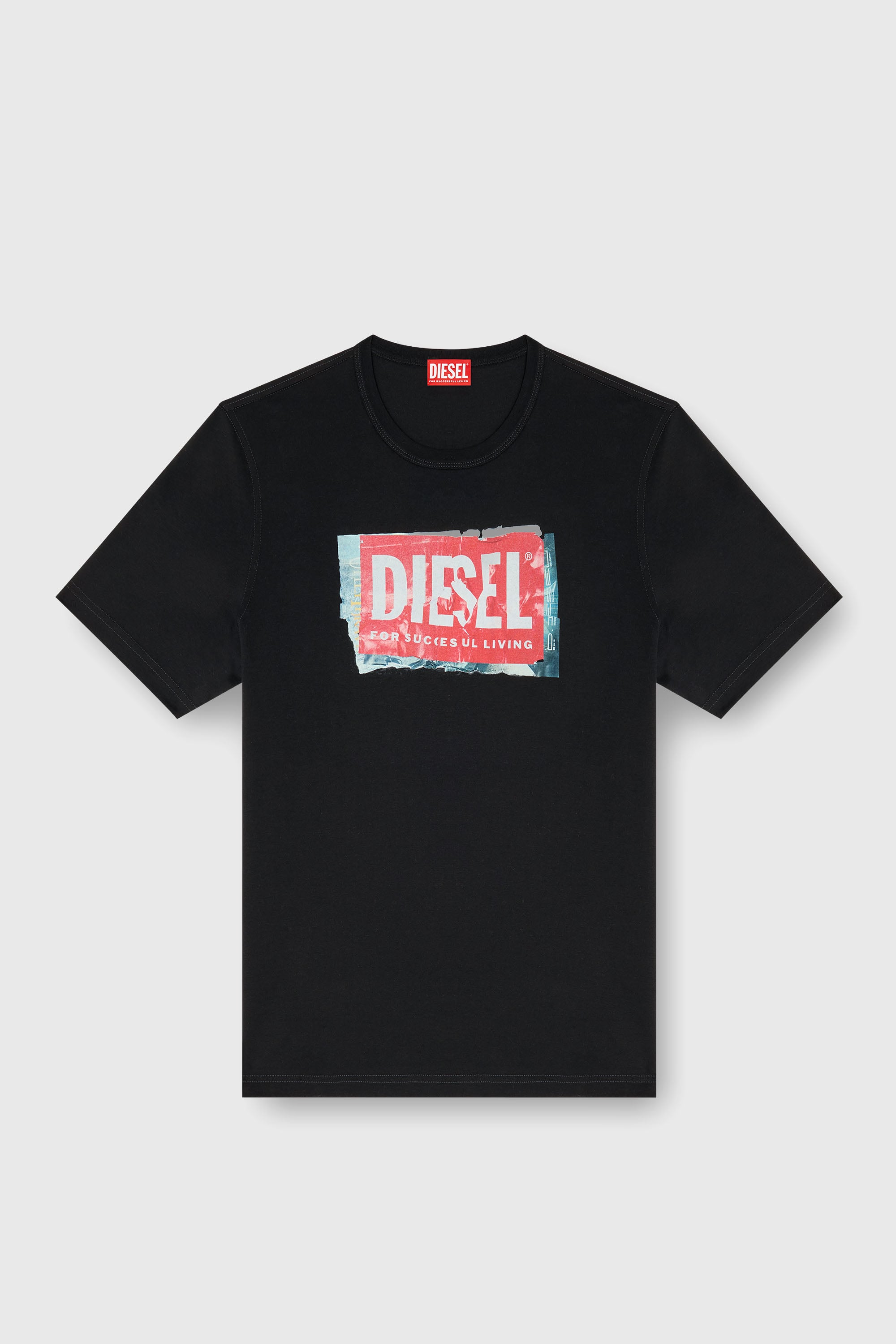 Diesel - T-ADJUST-Q6, Herren T-Shirt mit Logo in Knitter-Optik in Schwarz - 2